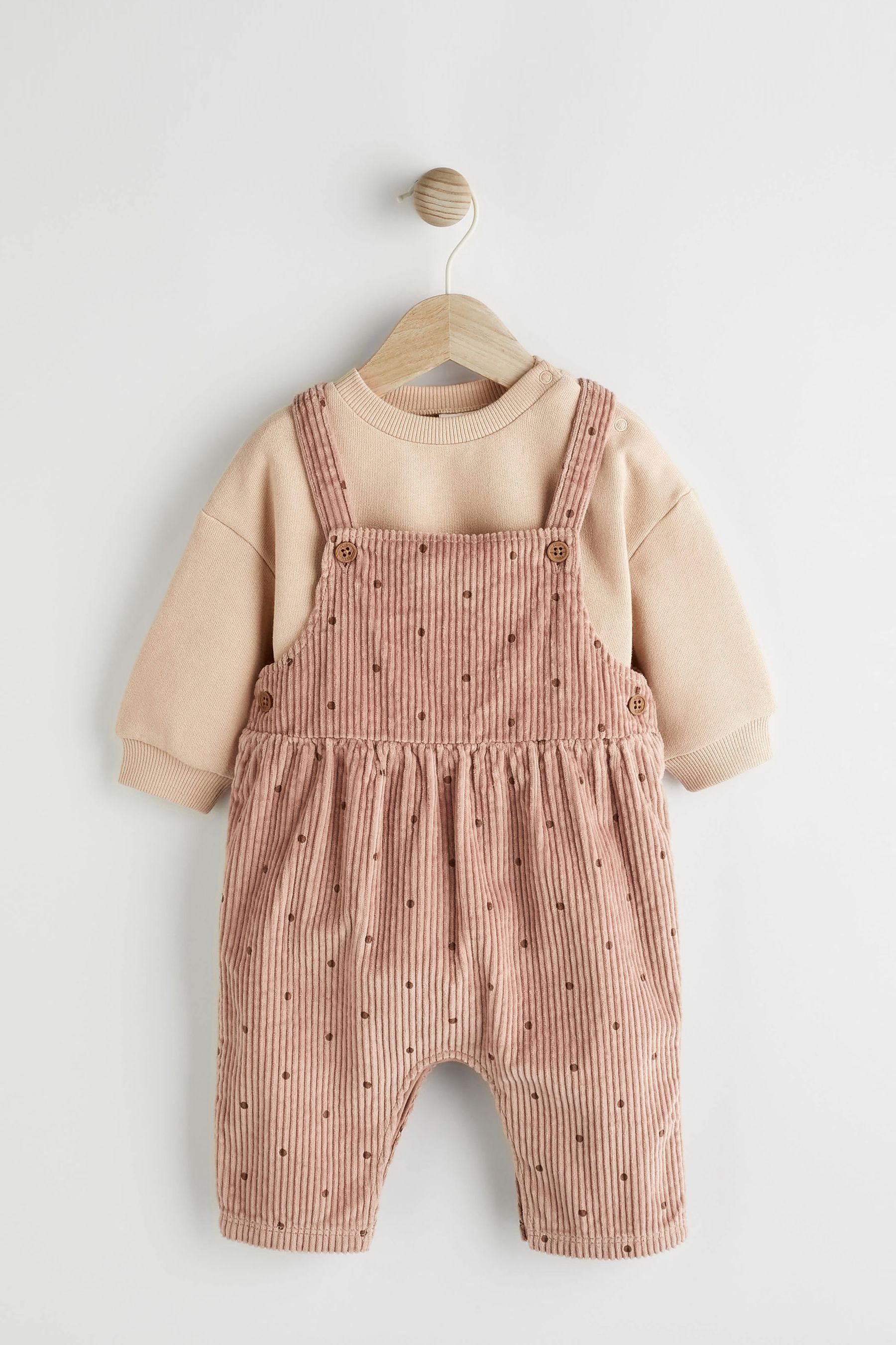 Next Body & Hose Baby-Latzhose aus Cord mit Blümchenmuster und Body (2-tlg) Pink Spot