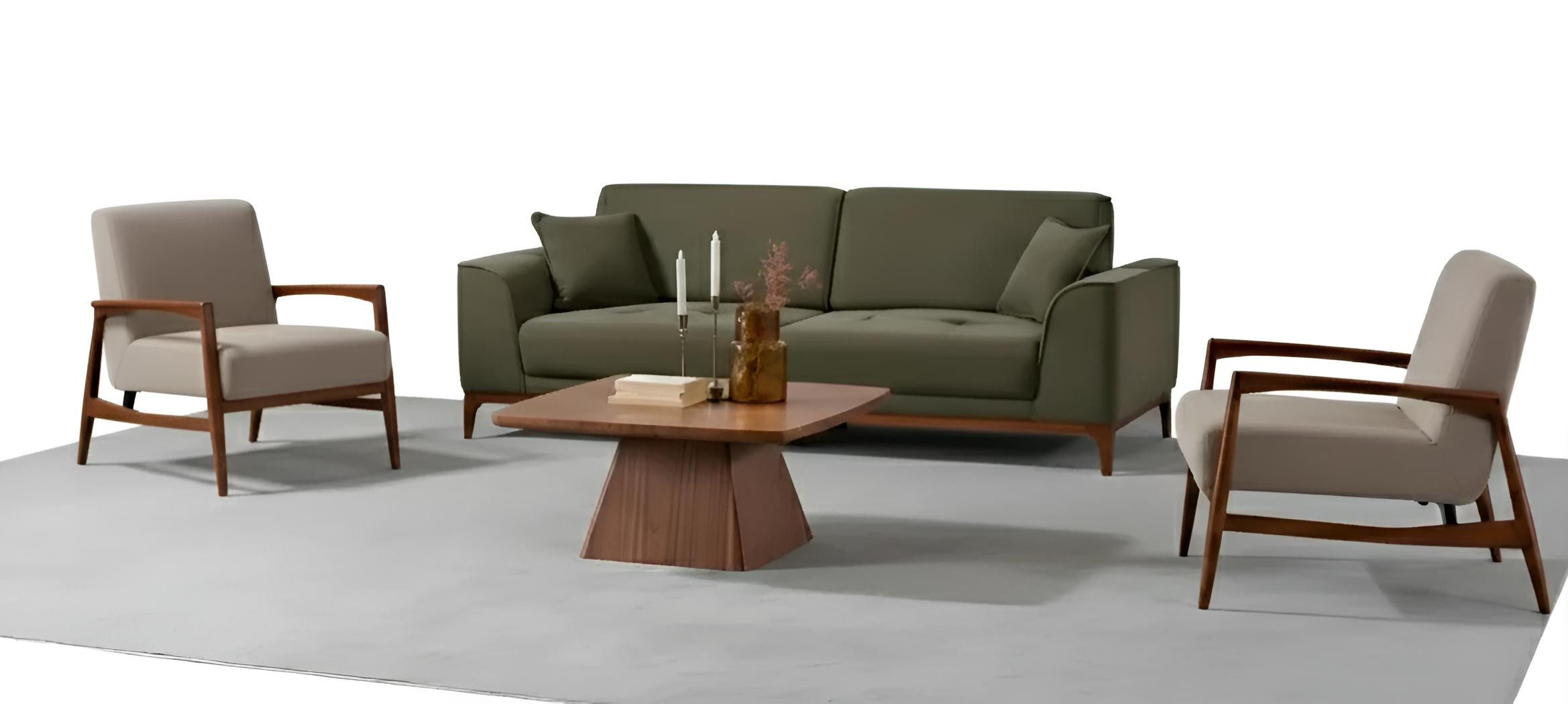 JVmoebel 3-Sitzer Wohnzimmer Set Modern Mehrfarbig Designer-Sessel Komfortabel Stoff, 2 Teile