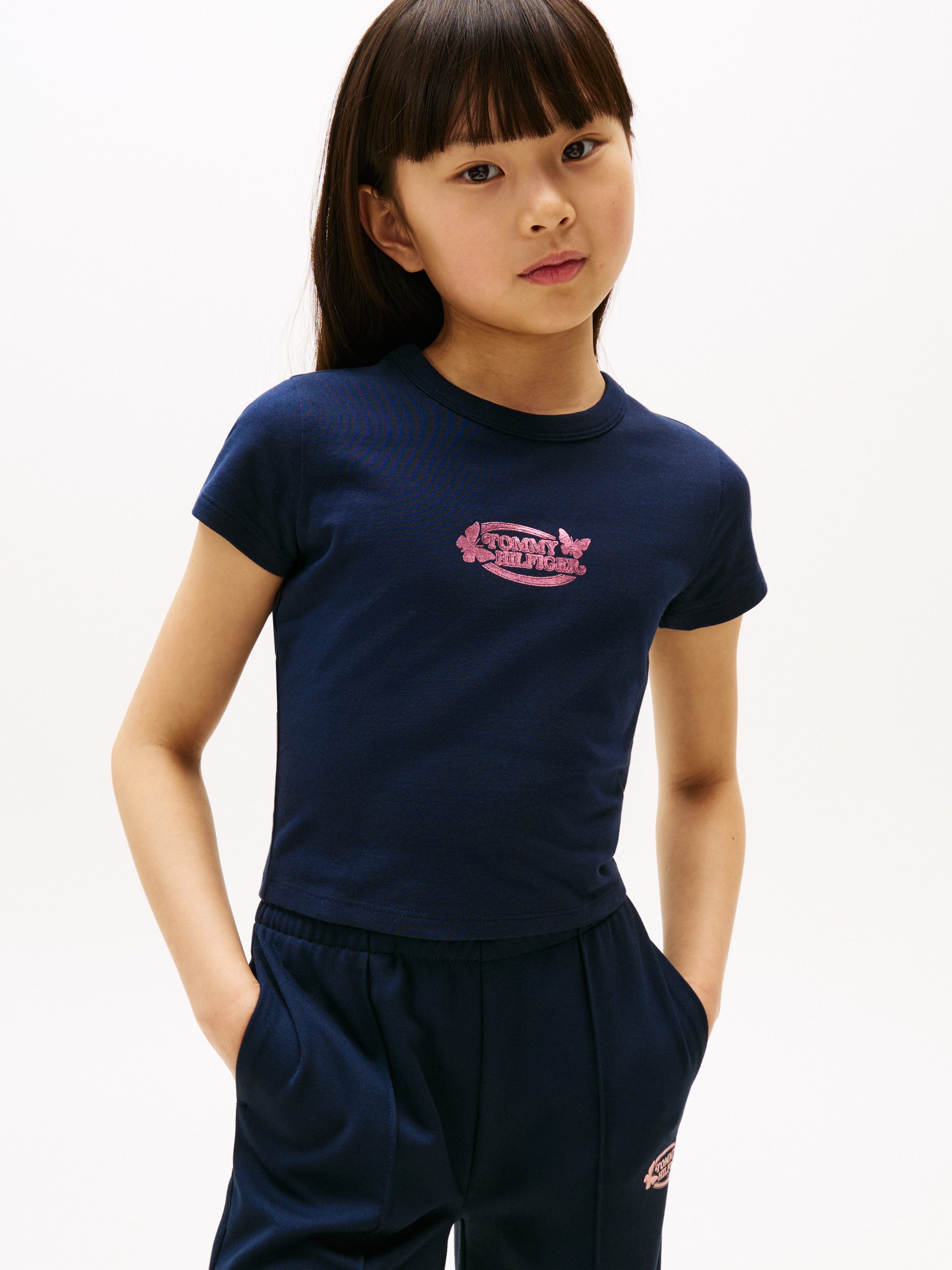 Tommy Hilfiger T-Shirt BUTTERFLY GRAPHIC TEE SS für Kinder bis 16 Jahre, mit glänzendem Druck