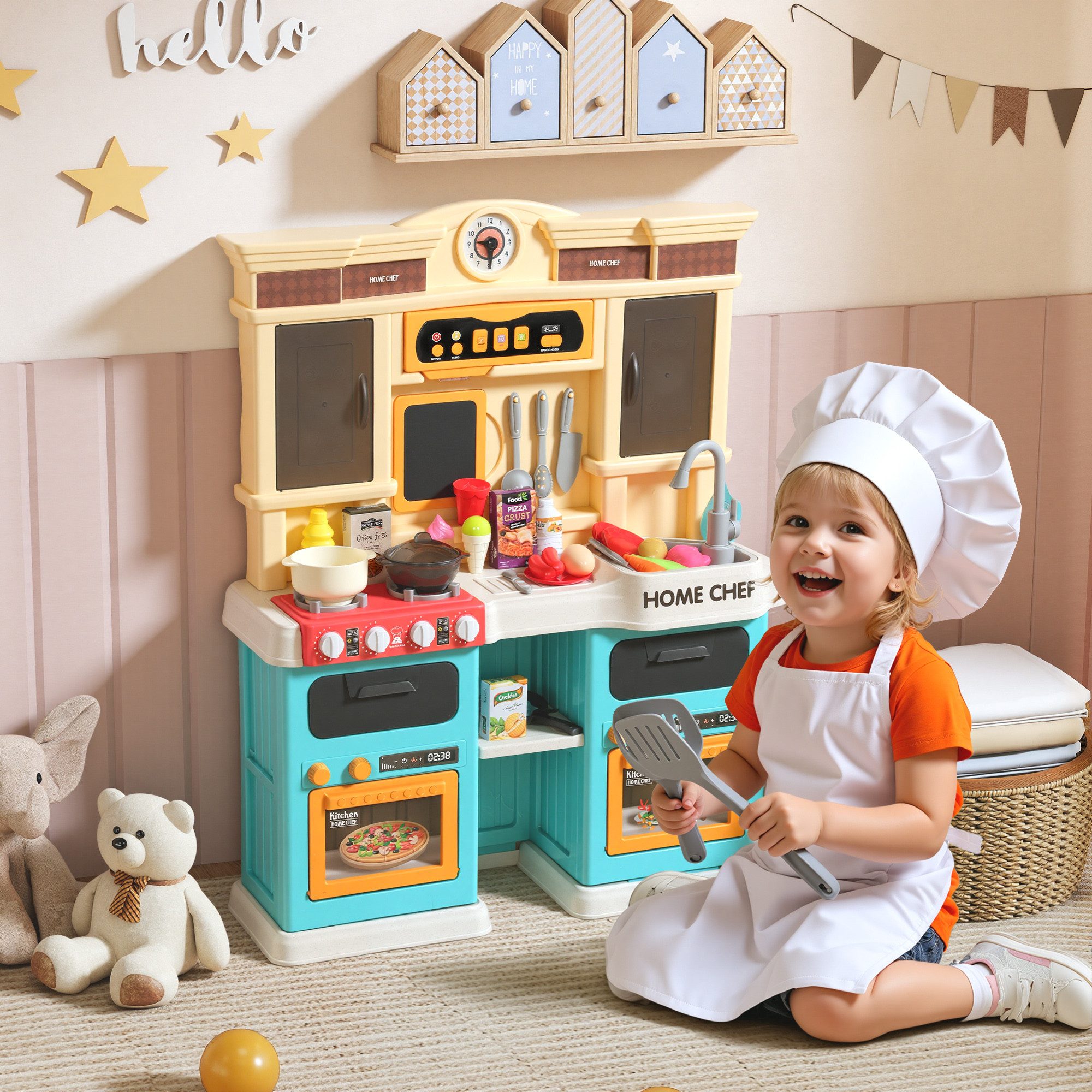 AIYAPLAY Spielküche für 3-6 Jahre Kinder Kunststoff, mit Musik, Mehrfarbig günstig online kaufen