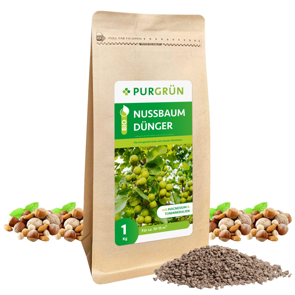 Gartendünger Purgrün Bio Nussbaum Dünger, NPK 6+3+8, Magnesium, 1 kg