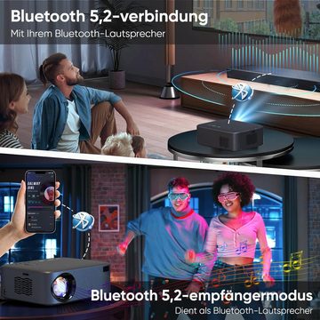 Puxinat 5G WLAN Zwei-Wege Bluetooth 4K Heimkino Portabler Projektor (20000 lm, 10000:1, 1920 x 1080 px, Mit Elektrischer Fokus und Trapezkorrektur und Zoom Kompatibel mit TV)