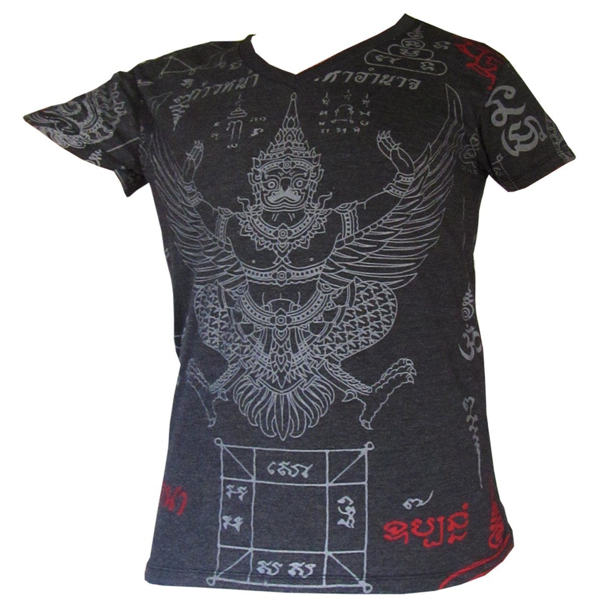 Japanische Handwerkskunst PANASIAM T-Shirt T-shirt Kunst Garuda Yantra, schwarz in Tattoo Tiger Khmer