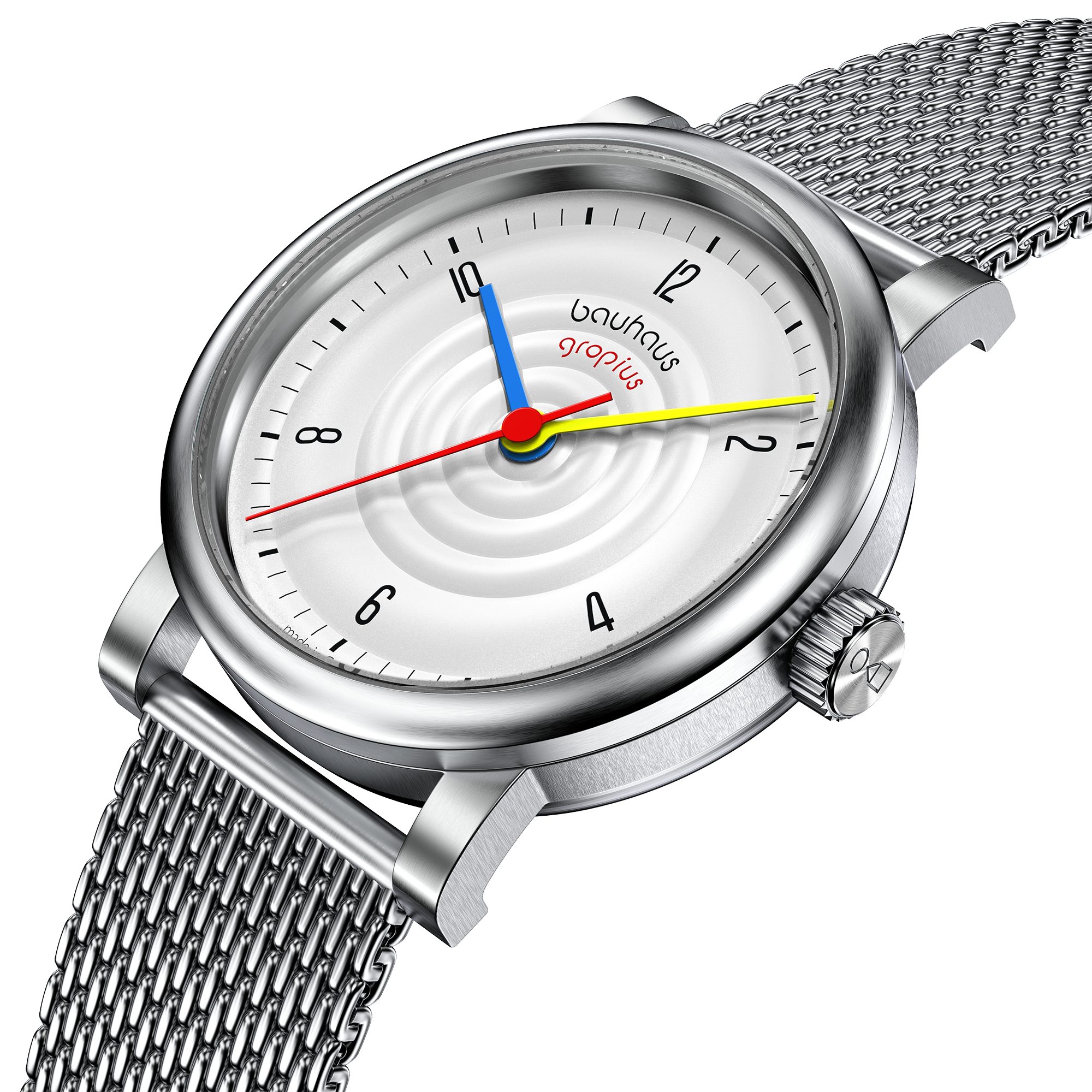 Walter Gropius Automatikuhr Made in Germany, Saphirglas, Sound of Bauhaus Automatik - WGA 802-01M, Designeruhr, Edelstahlband mit Easy-Release System, Edelstahlgehäuse