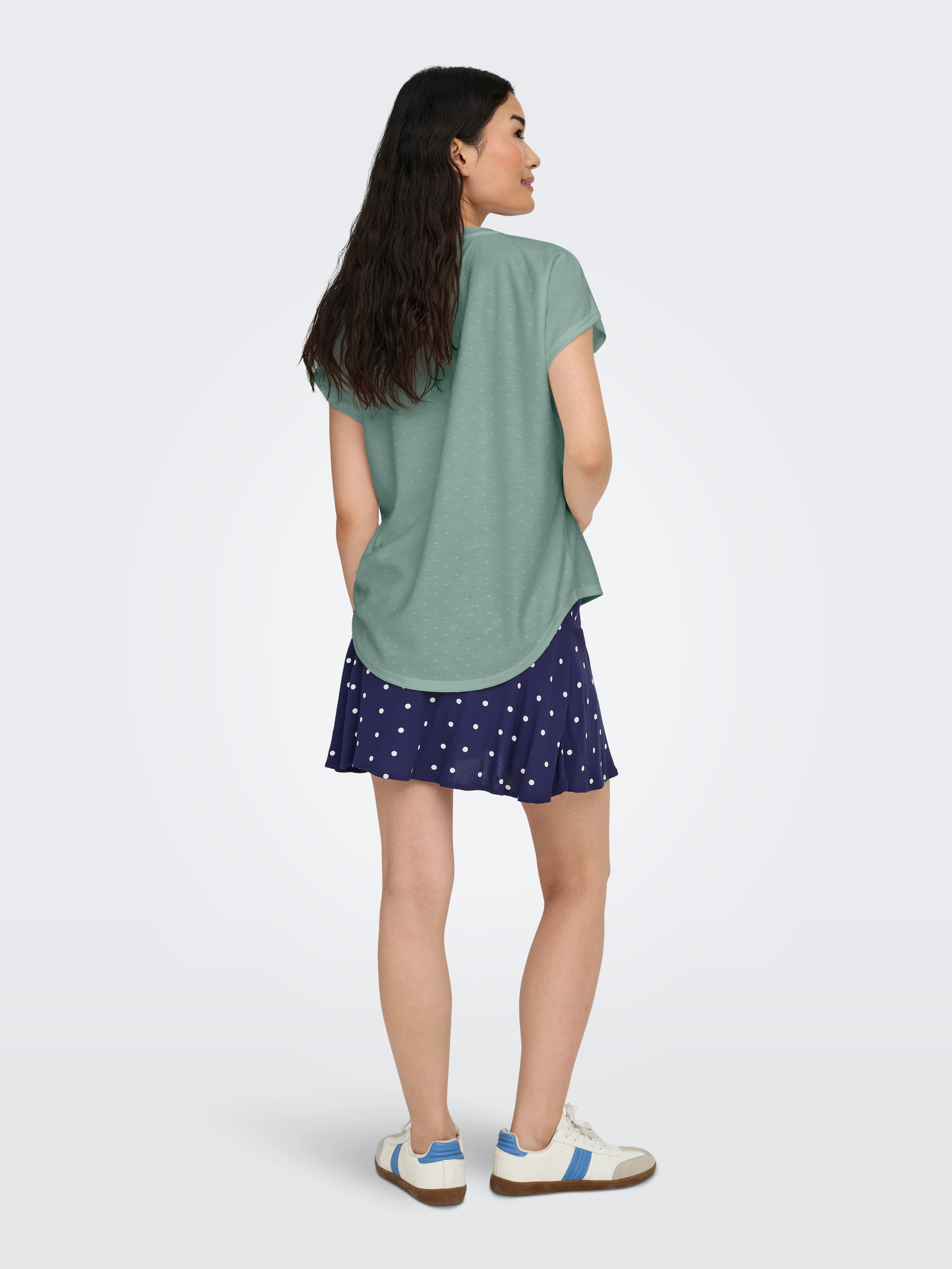 ONLY Kurzarmshirt ONLMOLLY S/S O-NECK DOBBY TOP JRS Materialmix, regular fi günstig online kaufen