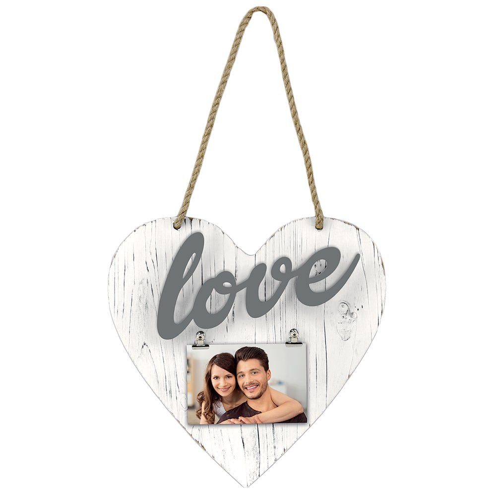 Bild matches21 grün Bilderrahmen cm Bilderrahmen Schriftzug St) HOME HOBBY 10x15 Herzform & weiß, LOVE (1 &