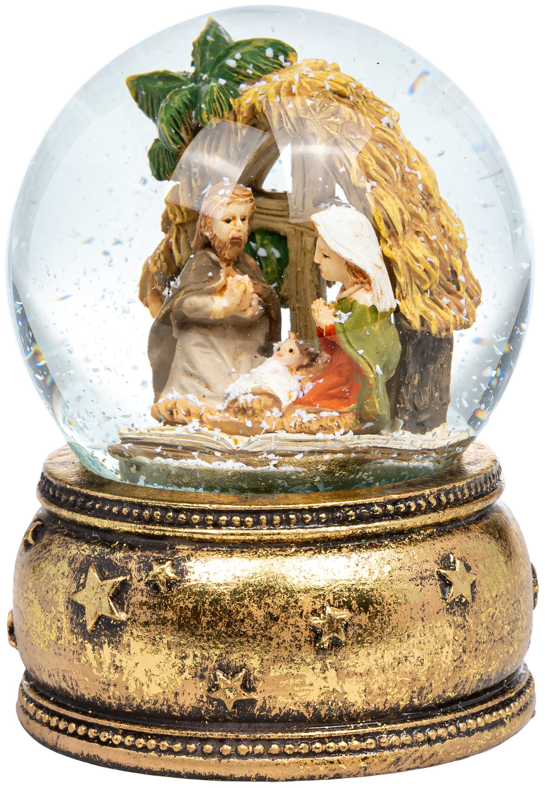 SIKORA Schneekugel SK31 Mittelgroße Glas Winter Deko Kugel Heilige Familie D:6,5cm, Besondere Winterdeko – das perfekte Geschenk für Familie & Freunde