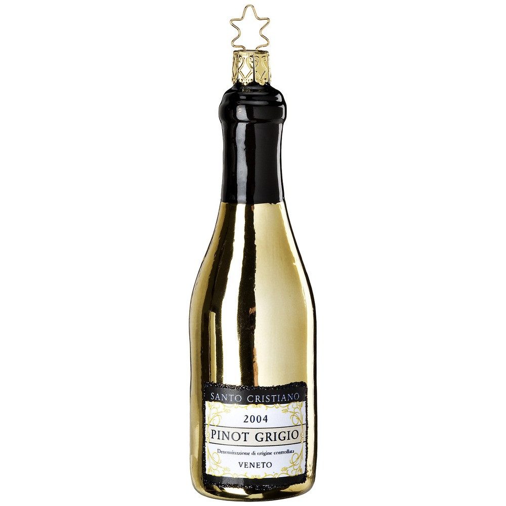 Christbaumschmuck Christbaumschmuck Weinflasche Pinot Grigio Glas 14 cm gold