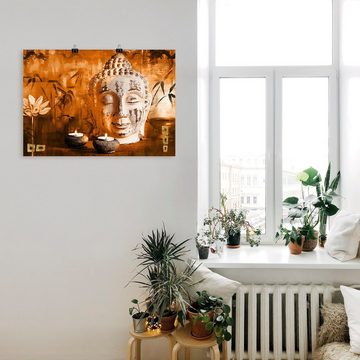 Artland Wandbild Buddha mit Kerzen, Religion (1 St), als Leinwandbild, Poster in verschied. Größen