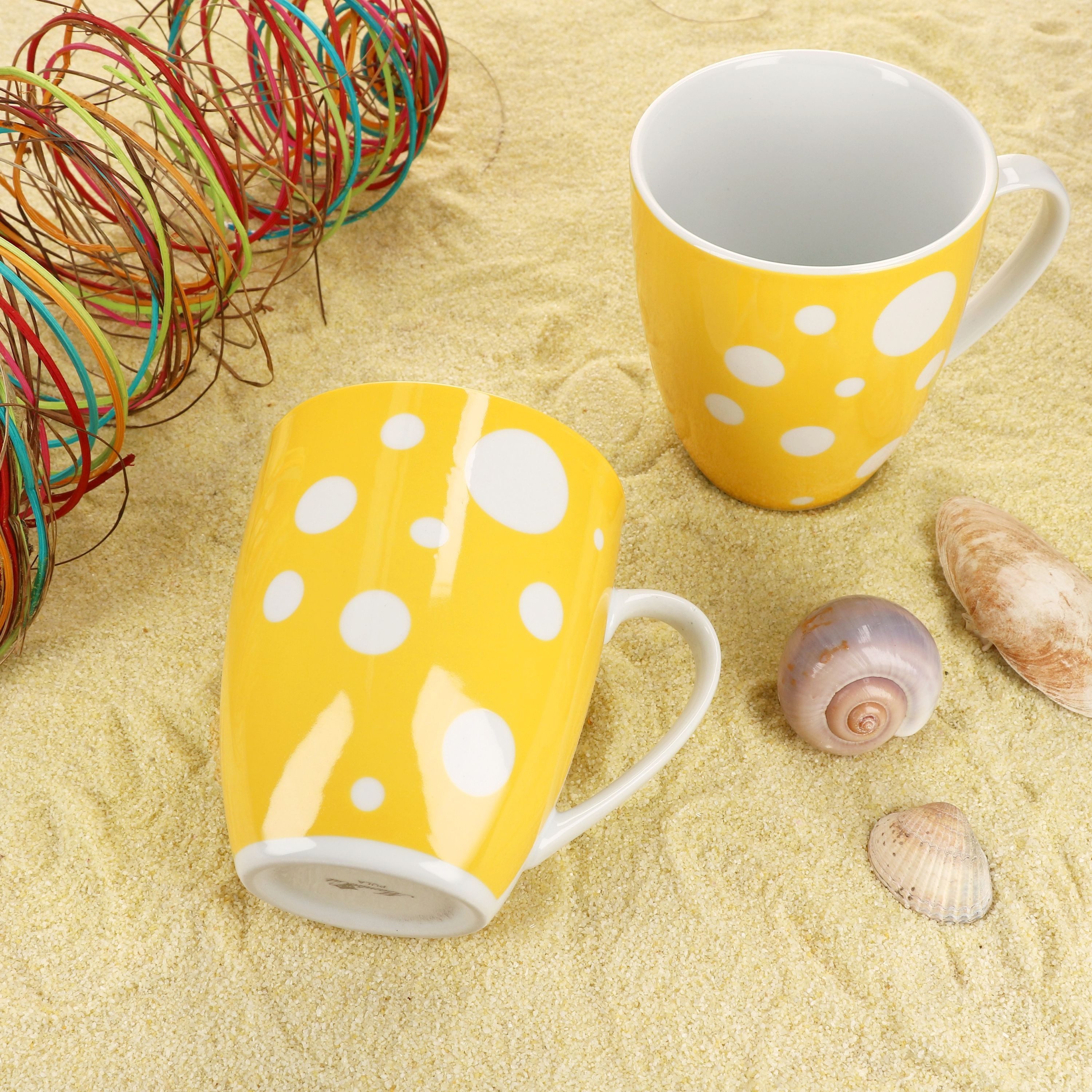 MamboCat Becher Pula gelb 6er Set Kaffeebecher 300ml Porzellan-Tasse 6 Pers. Punkte, Porzellan – Bild 2 von 5