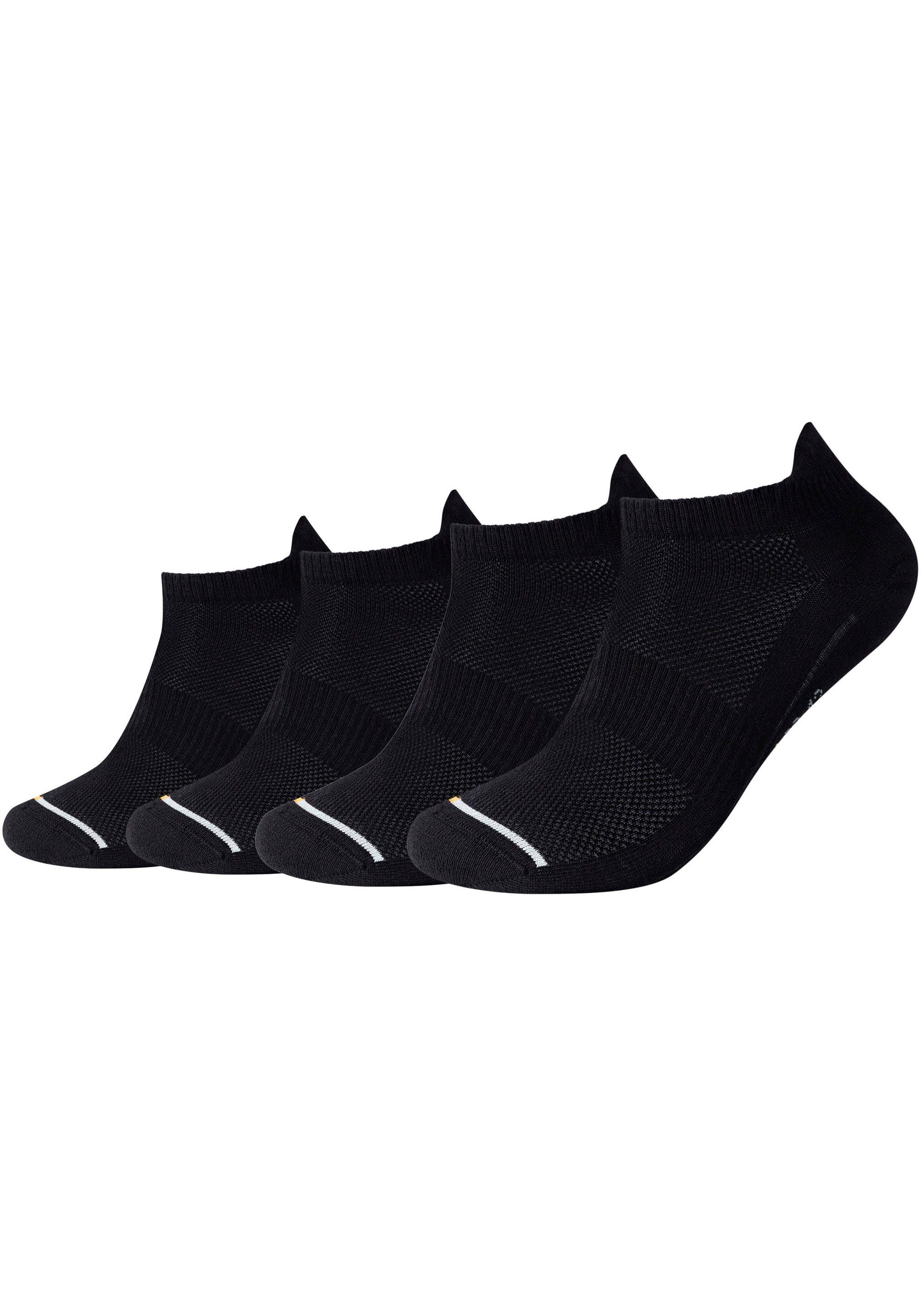 unvergleichbar Camano Sneakersocken (Packung, 4-Paar) Micro-Plüsch Ferse schwarz mit Zehen und