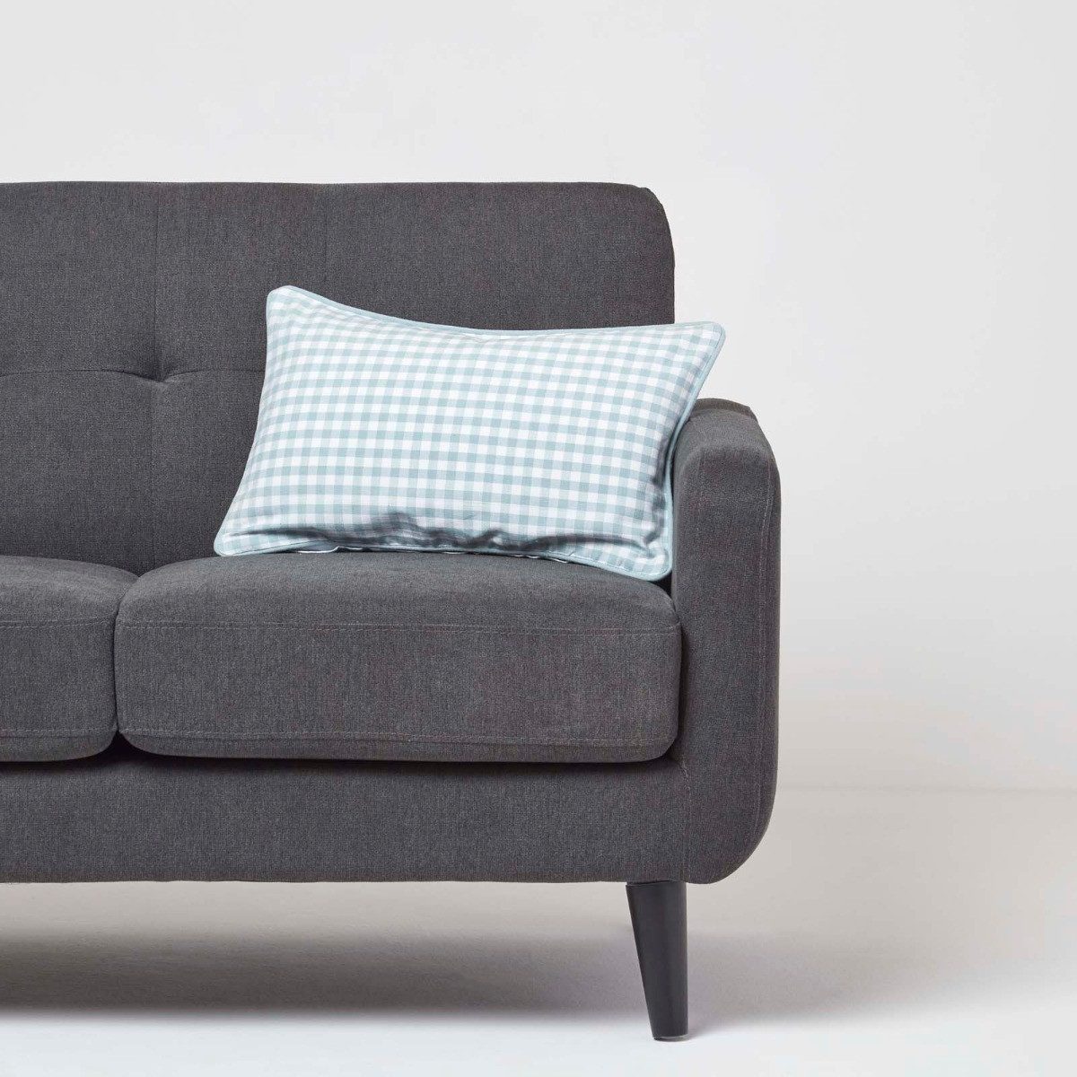 Homescapes Kissenhülle Gingham-Kissenbezug aus Baumwolle, 30 x 50 cm, blau günstig online kaufen