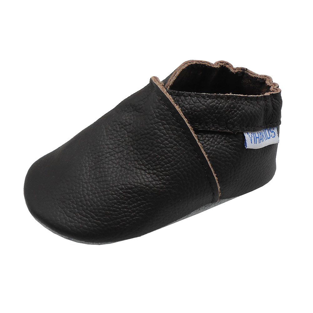 Yalion Weiche Leder Lauflernschuhe Hausschuhe Lederpuschen Dunkelbraun 100% Leder Krabbelschuh
