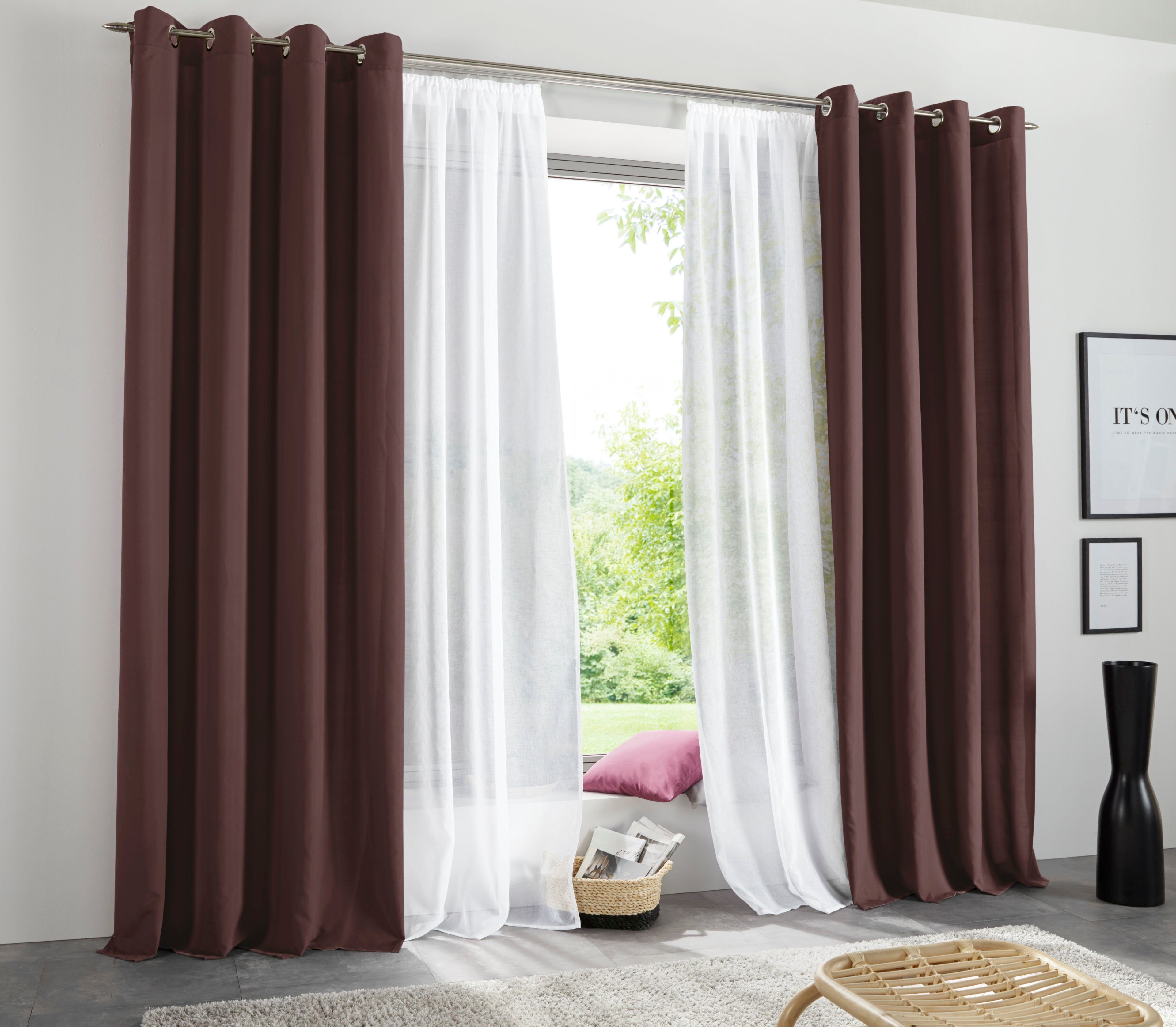 OTTO home Vorhang Raja (2 St), Ösen, blickdicht, Polyester, Blickdichtes Ma günstig online kaufen