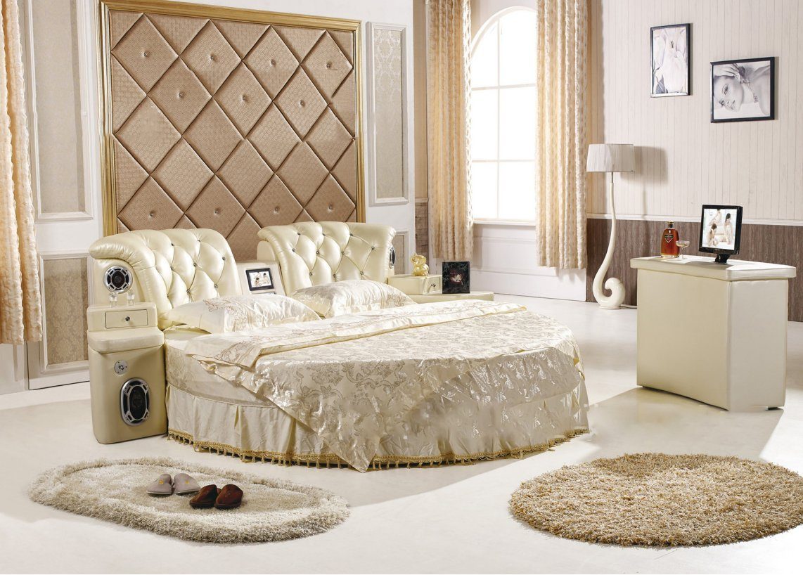 JVmoebel Bett Rundes Bett Design Betten Doppel Luxus Hotel Gestell Schlaf Zimmer (1-tlg., Nur Bett), Made in Europe