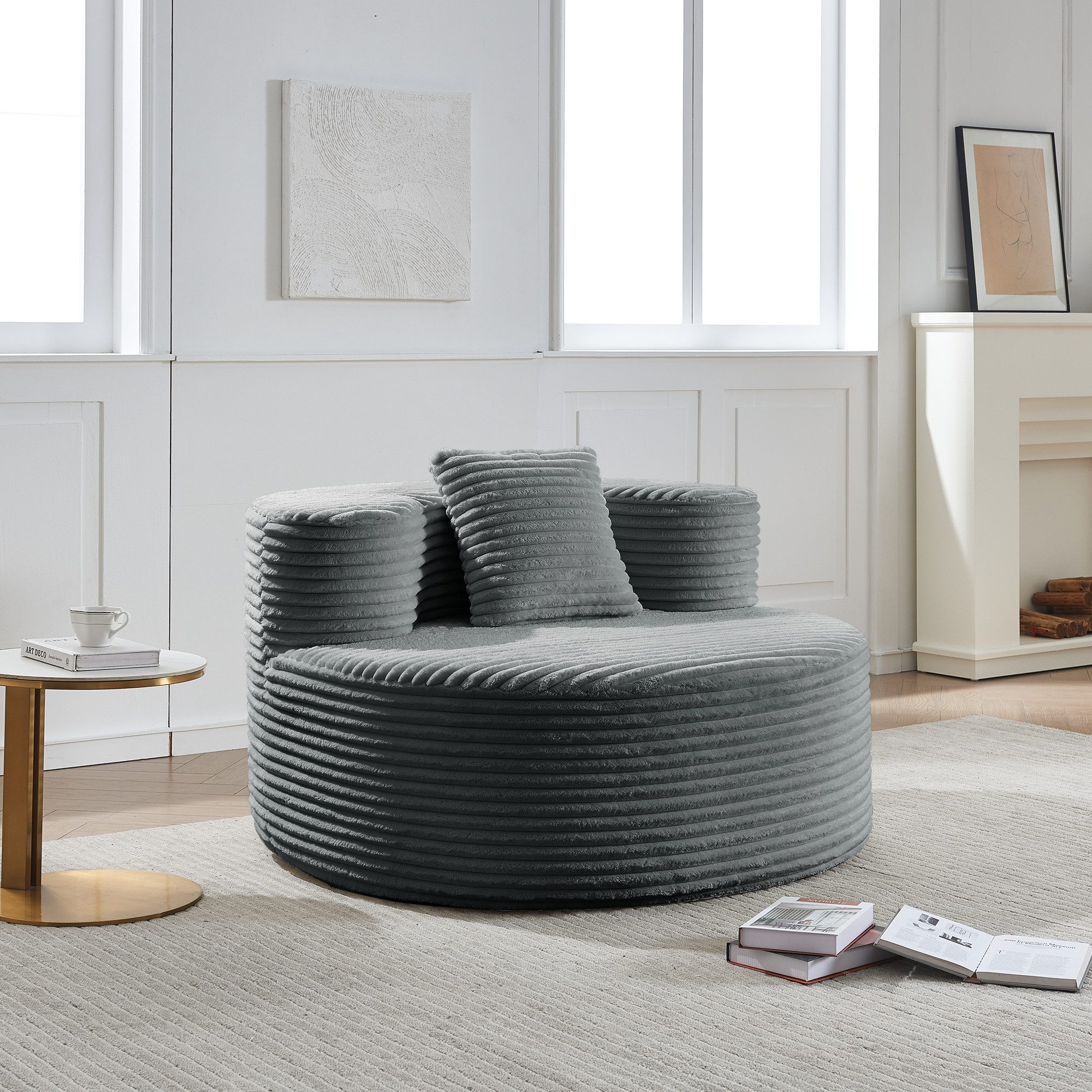 JOULISE Relaxsessel Caluno Rundsessel, Cord, 1-Sitzer mit Kissen, modern & gemütlich (Einzelsessel), Runde Form, Cordstoff, kein Aufbau erforderlich, 1-Sitzer, kompakt