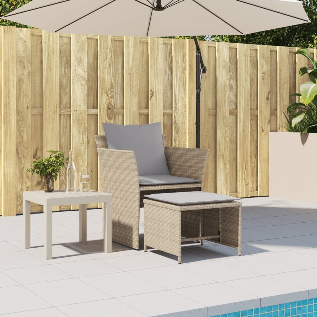 vidaXL Gartenlounge-Set Gartenstuhl mit Fußhocker Beige günstig online kaufen