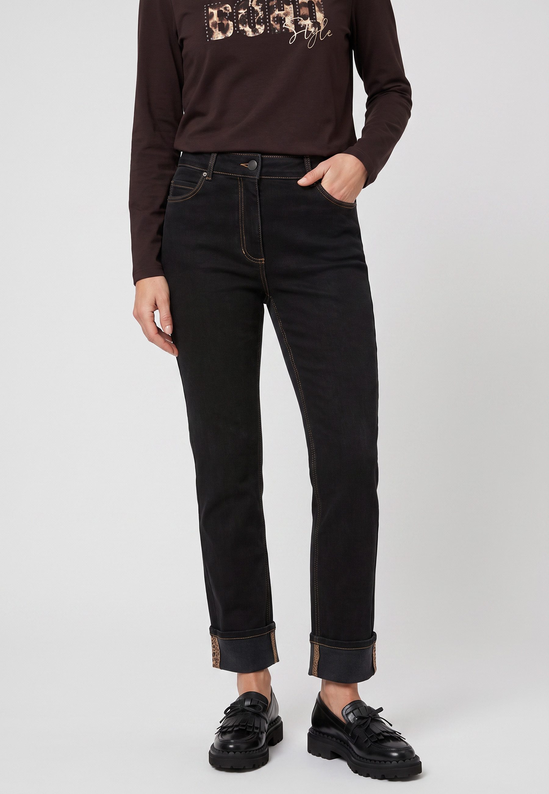 Olsen Gerade Jeans mit Umschlag und geradem Beinverlauf