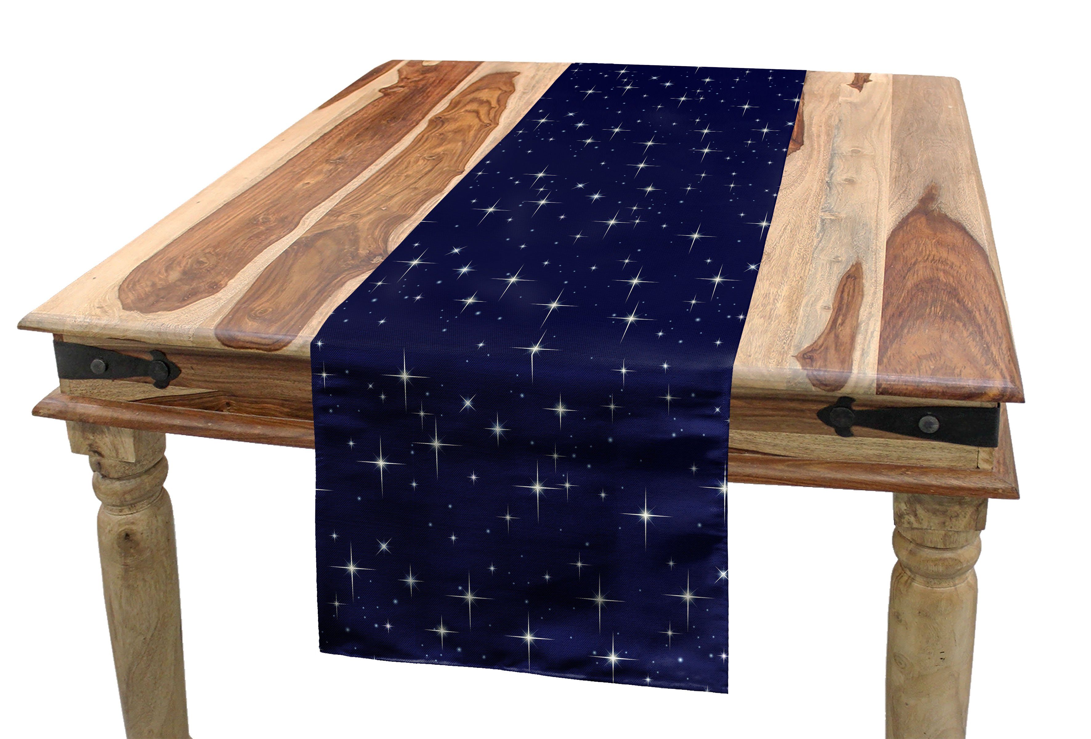 Abakuhaus Tischläufer Esszimmer Küche Rechteckiger Dekorativer Tischläufer, Platz Nacht Skyline mit Sternen