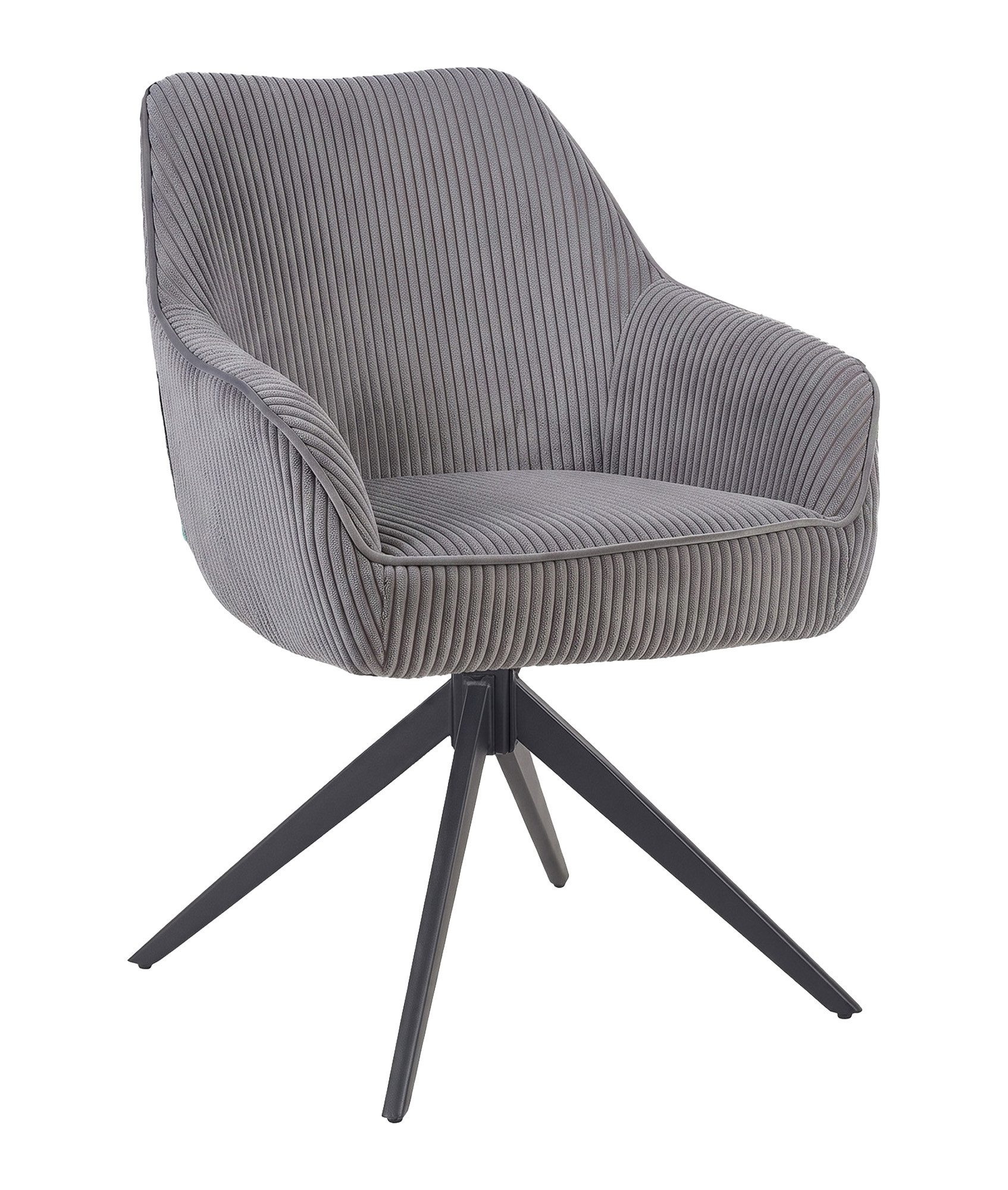 B&D home Polsterstuhl ARVIT, Esszimmer Stuhl, Drehstuhl, Armlehnstuhl mit Drehfunktion (1 St), mit Armlehnen, Taschenfederkern-Sitz, Metallgestell 360° drehbar