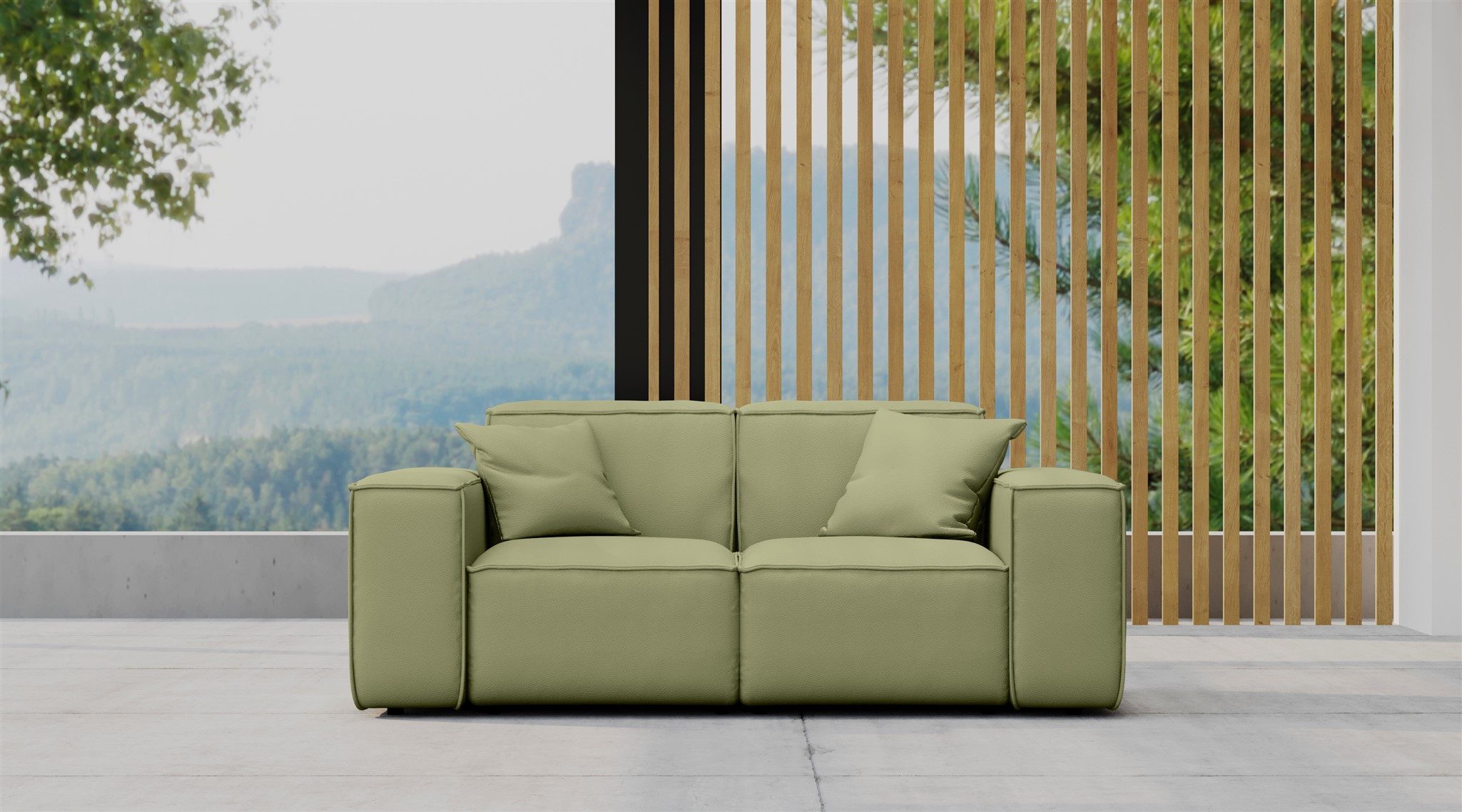 Fun Мебель Loungesofa Gartensofa Sofa 2-Sitzer SUMMER, Pflegeleichter und wetterfester Bezug, inkl. 2 Zierkissen