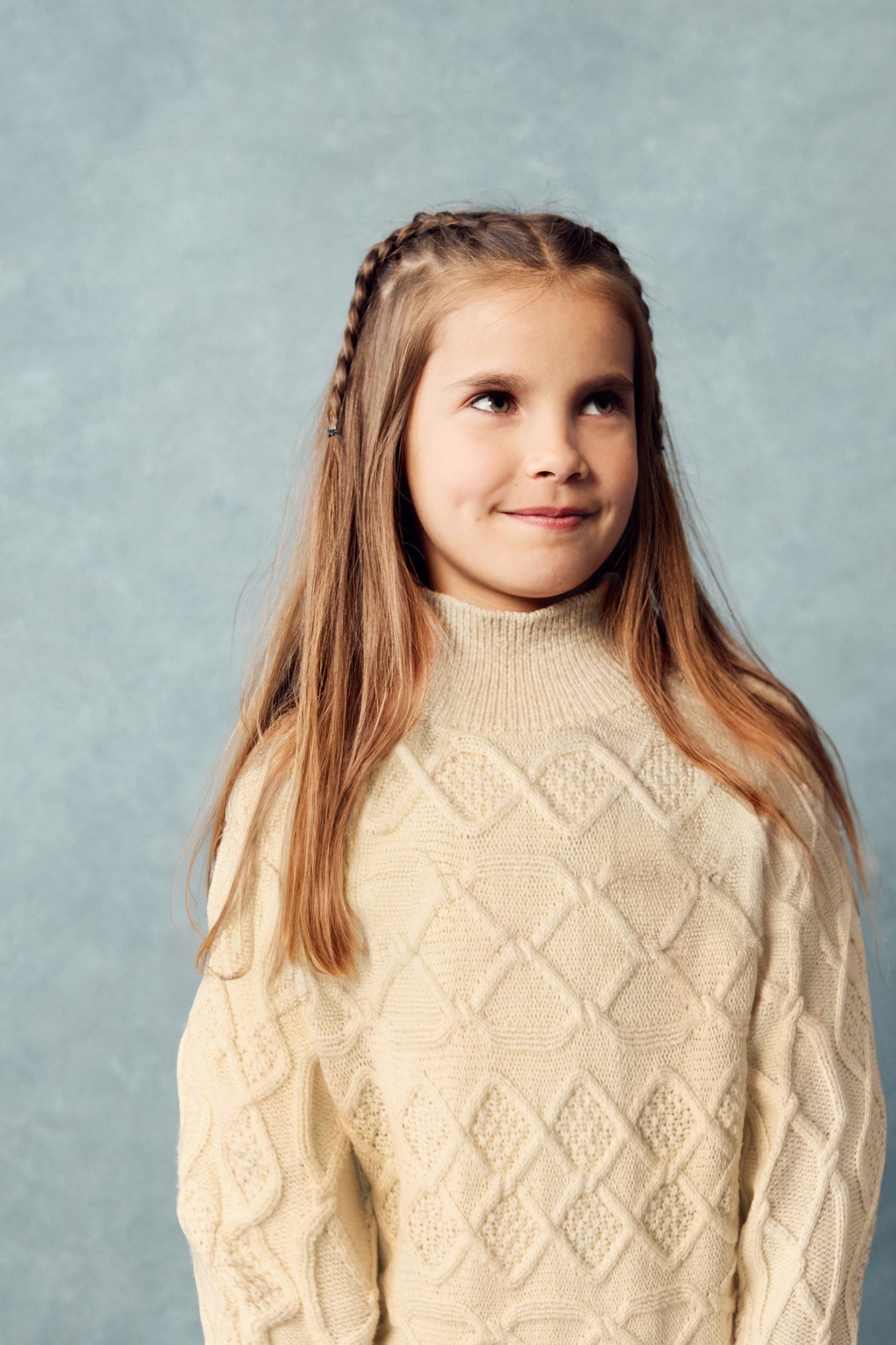 Next Stehkragenpullover Kastiger Pullover mit Zopfmuster (1-tlg)