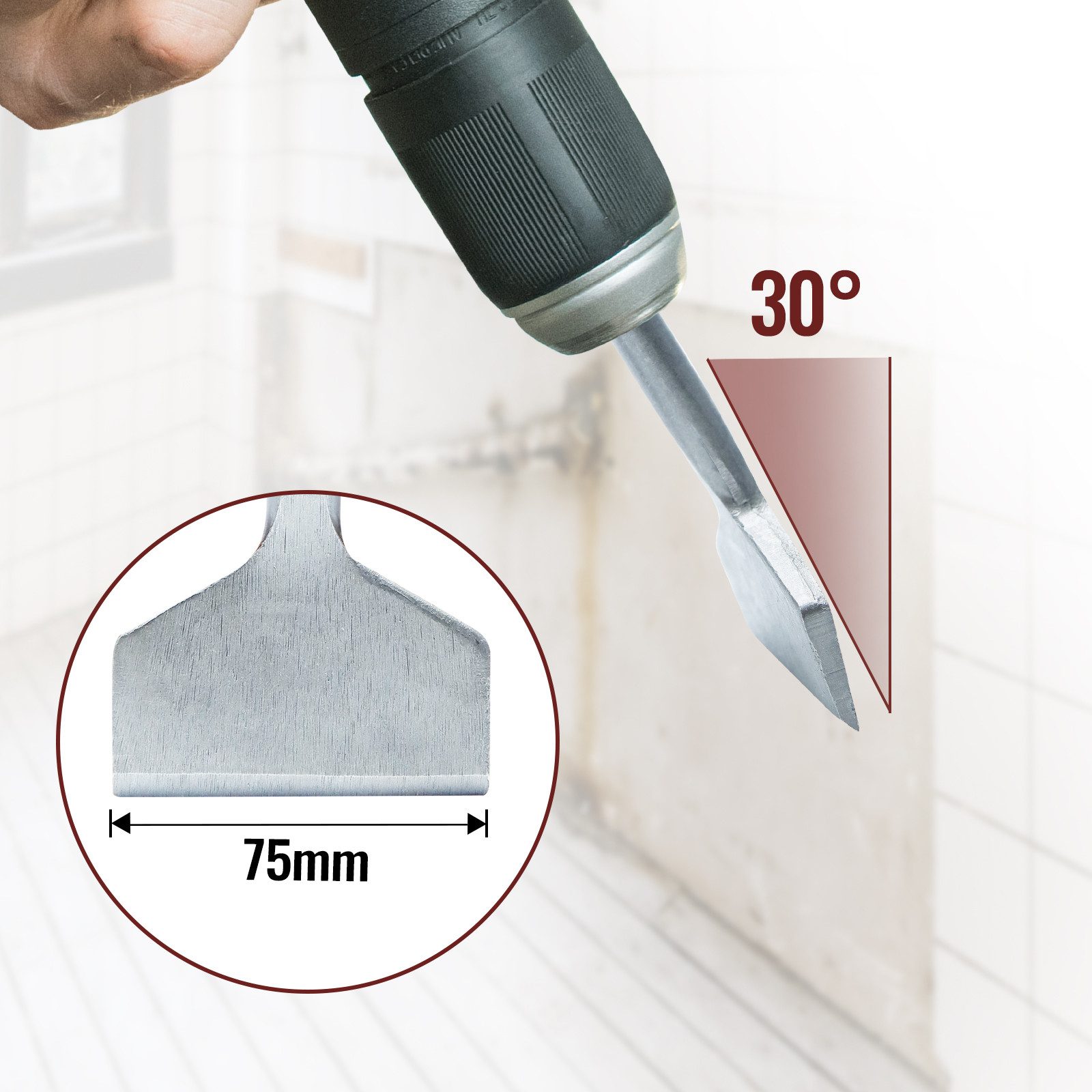 CCLIFE Flachmeißel Fliesenmeißel SDS Plus Meißel Leichtes Einspannen & Bruchsicher