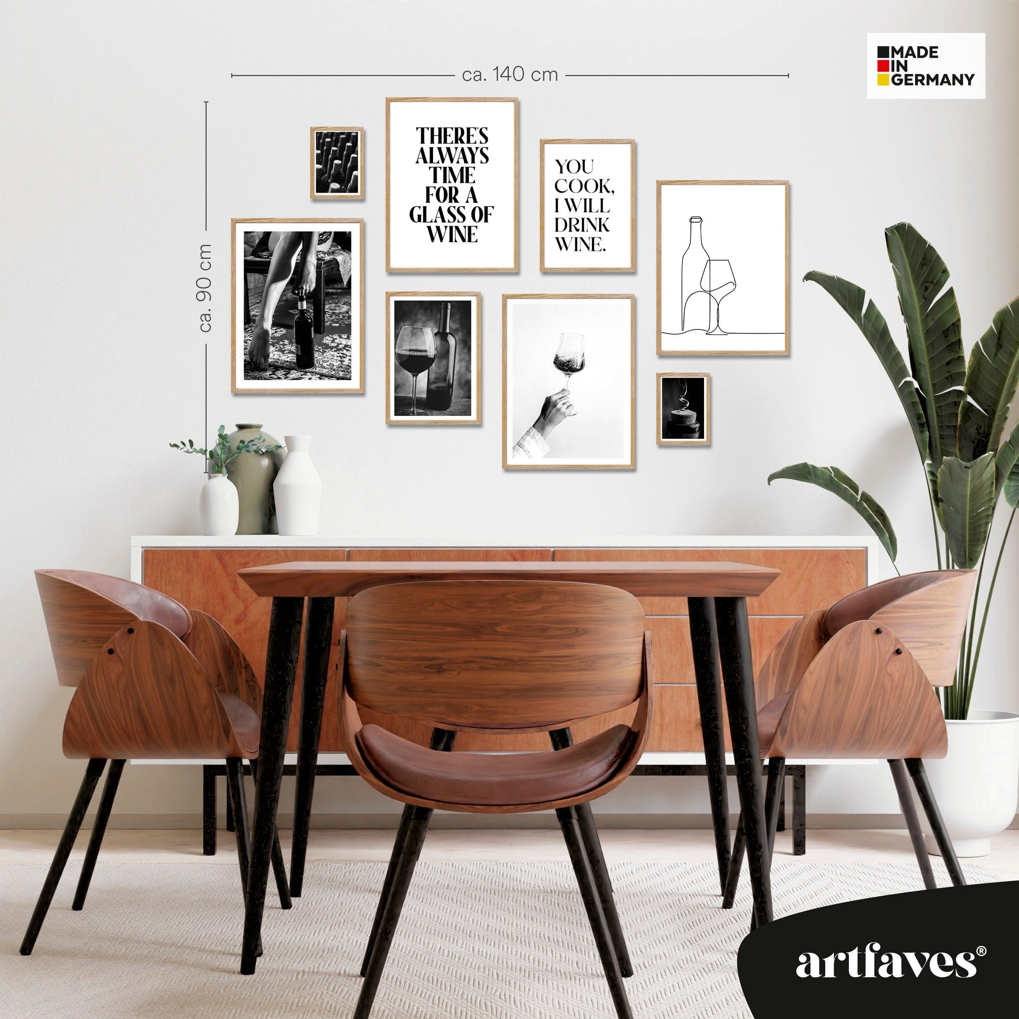 ARTFAVES Bilder-Collage Poster Set - WINE TIME - Deko Wandbilder food, schw günstig online kaufen