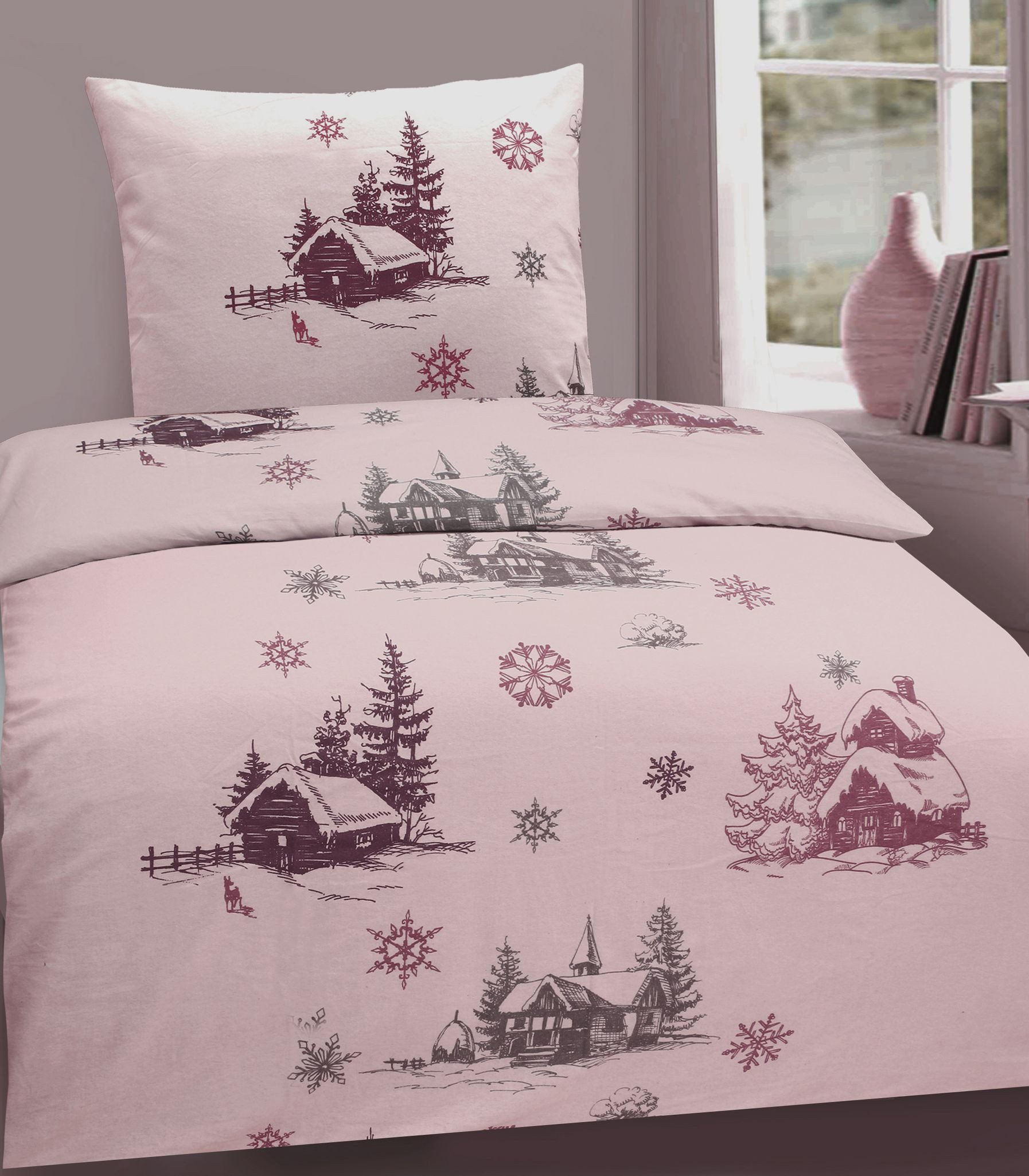 JACK Bettwäsche 135x200cm Winter Dream Rosa, günstig online kaufen