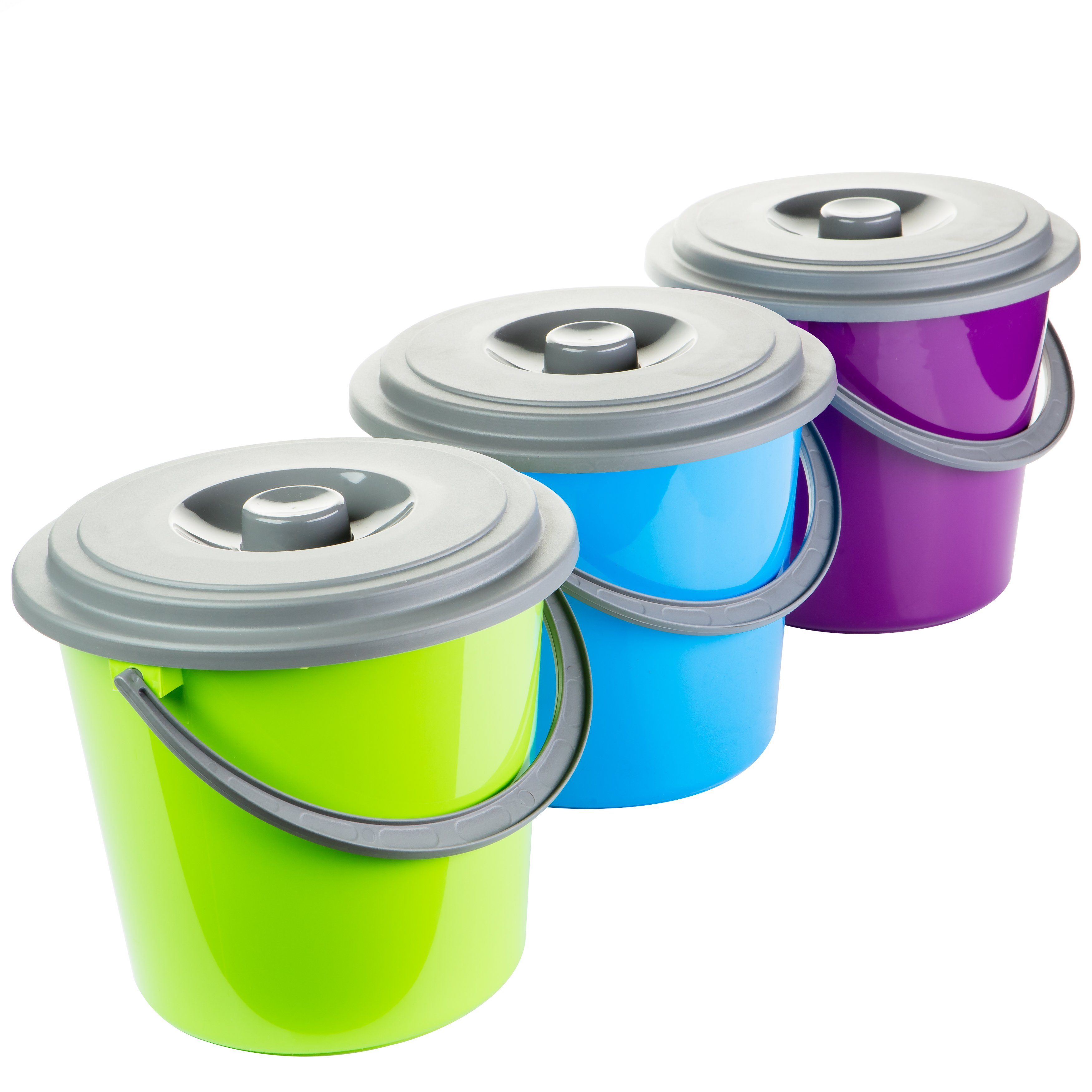 Centi Putzeimer »Eimer mit Deckel Putzeimer 10 Liter 3 Stück«, (Set, 3