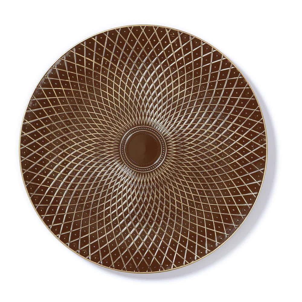 INGE-GLAS® Dekoteller Kunststoff Dekoteller 33cm Rauten braun