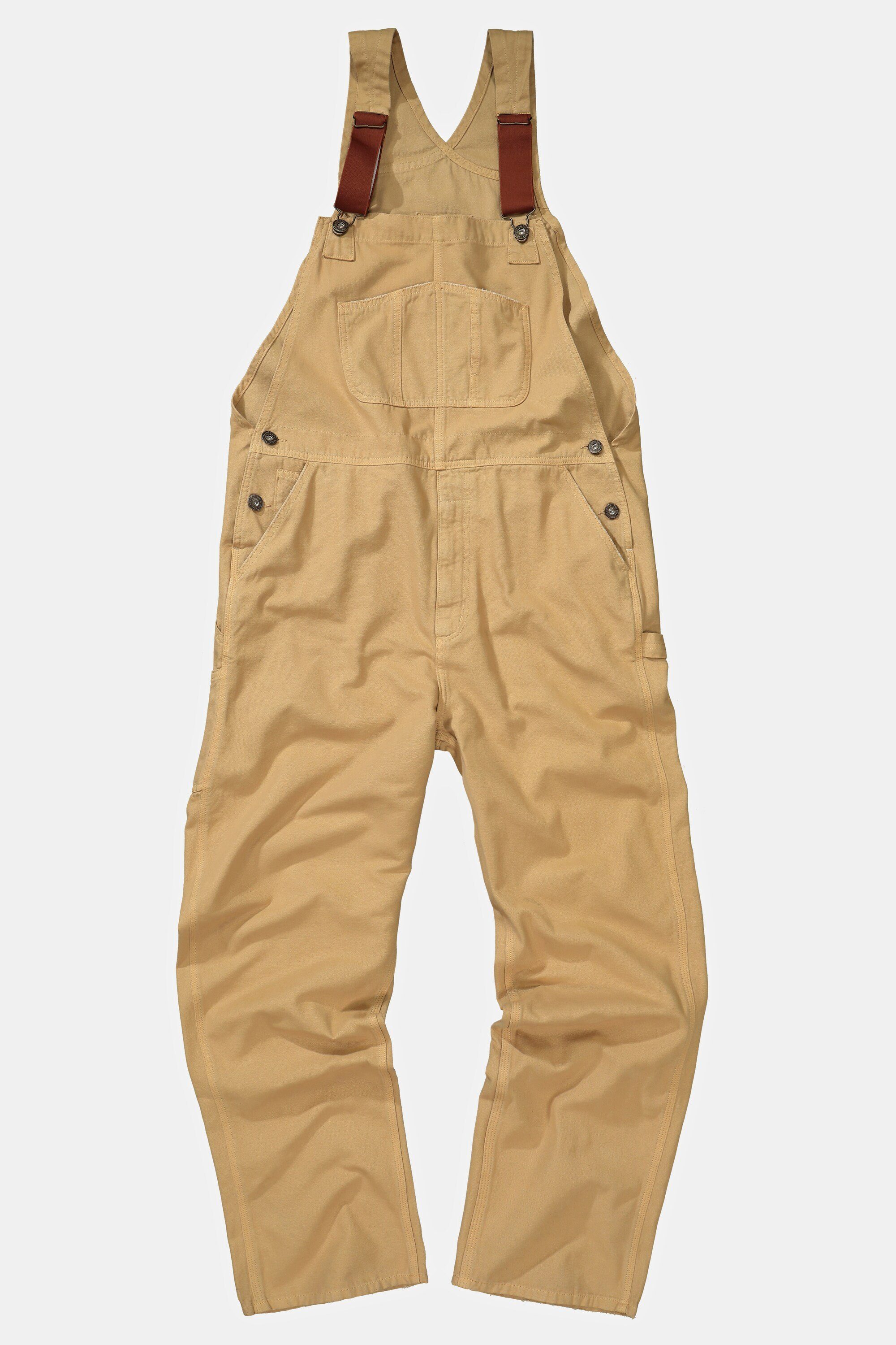 Taschen viele braun JP1880 5-Pocket-Jeans Latzhose Workwear elastische Träger