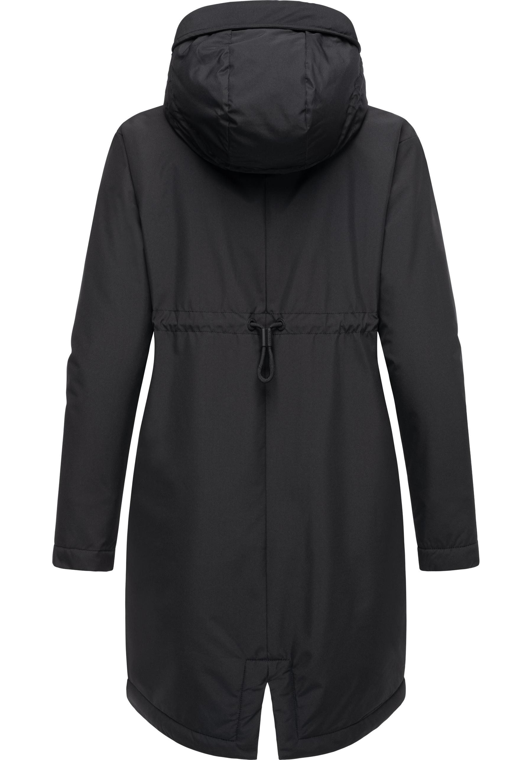 Ragwear Kurzmantel Holstic Wasserdichter Damen Wintermantel mit Kunstfell am Kragen