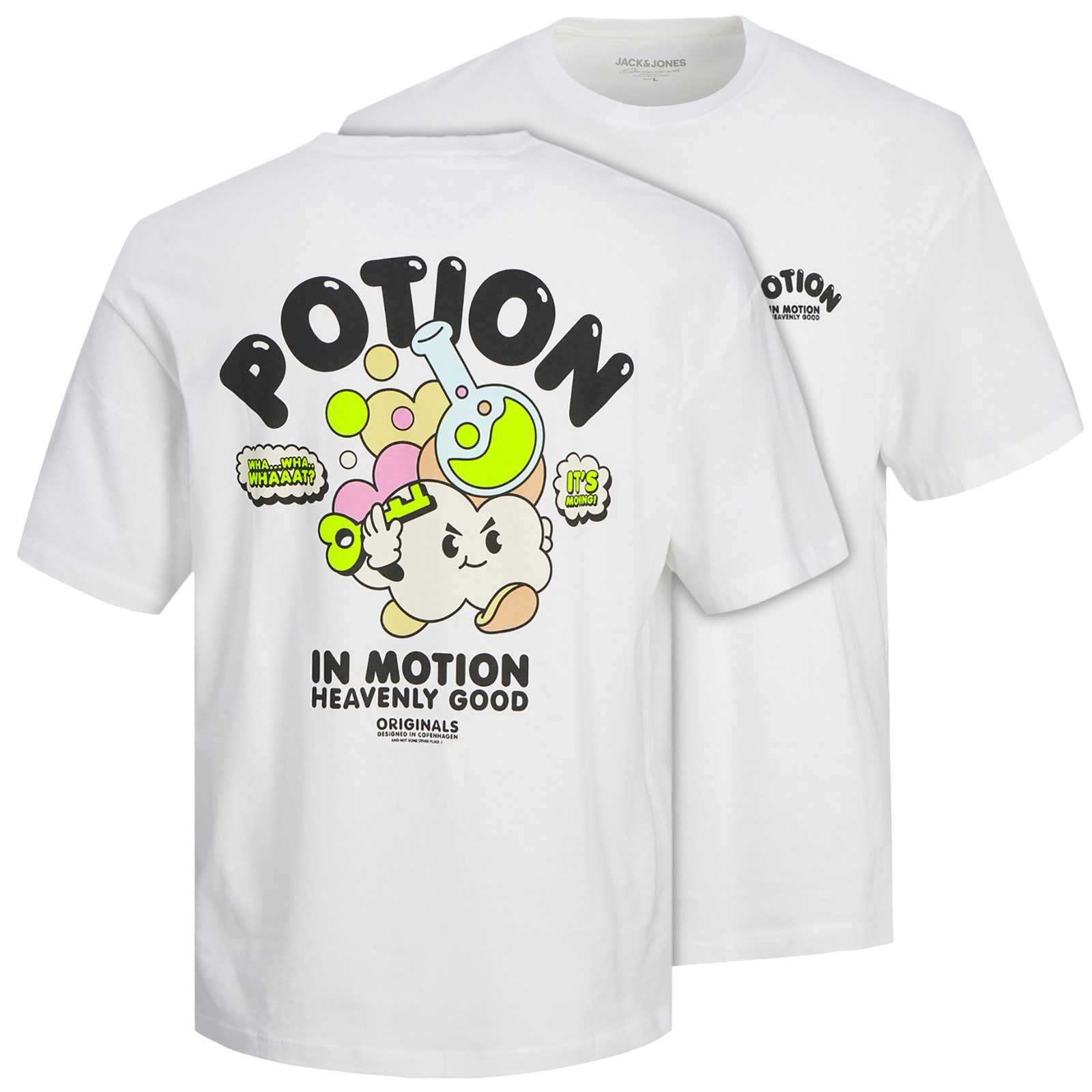 Jack & Jones Rundhalsshirt Jack&Jones T-Shirt XXL Rückenprint JORGUMBO weiß