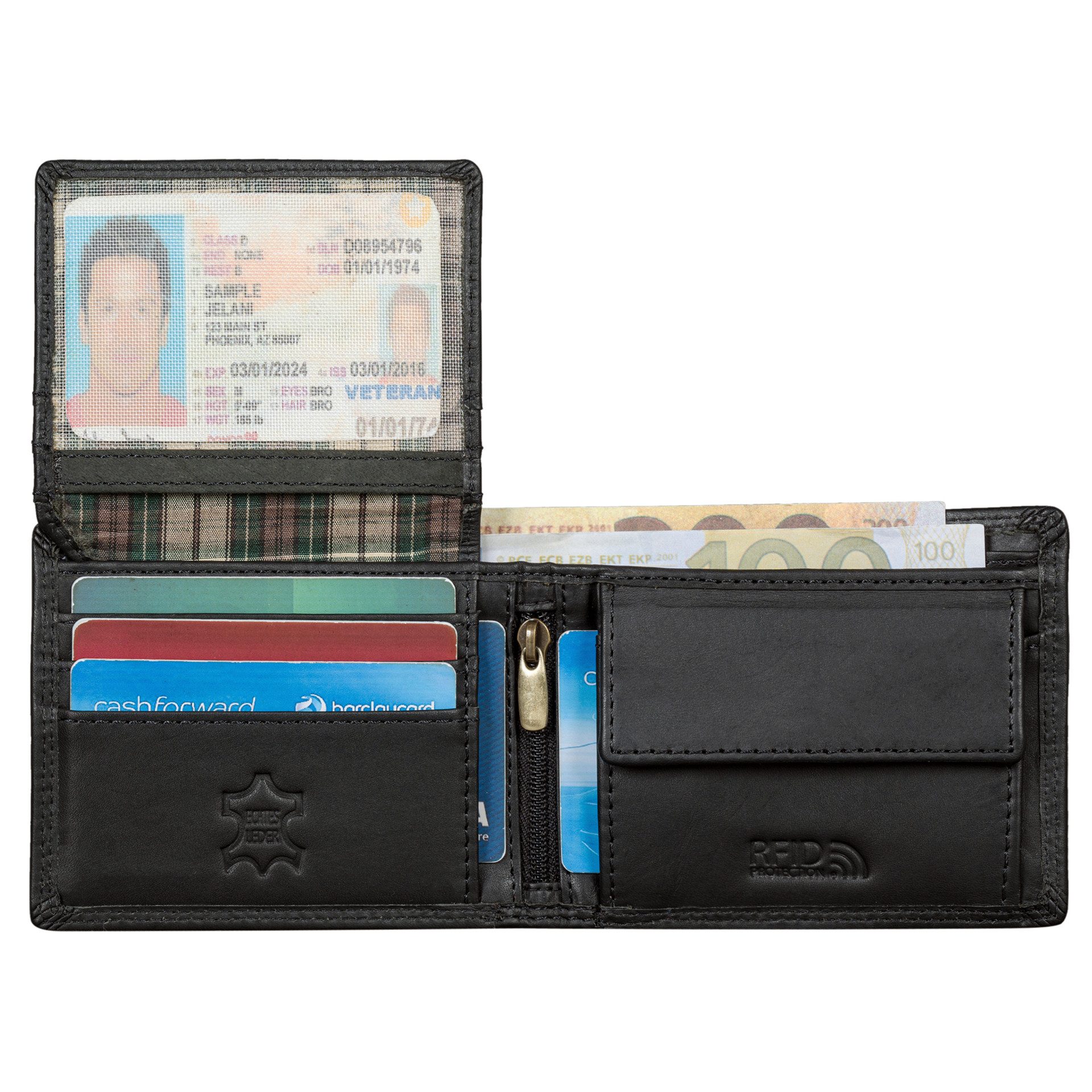 Benthill Geldbörse Herren Echtleder RFID Portemonnaie Slim Gelbeutel Vintage Leder, RFID-Schutz Kartenfächer Münzfach – Bild 3 von 5