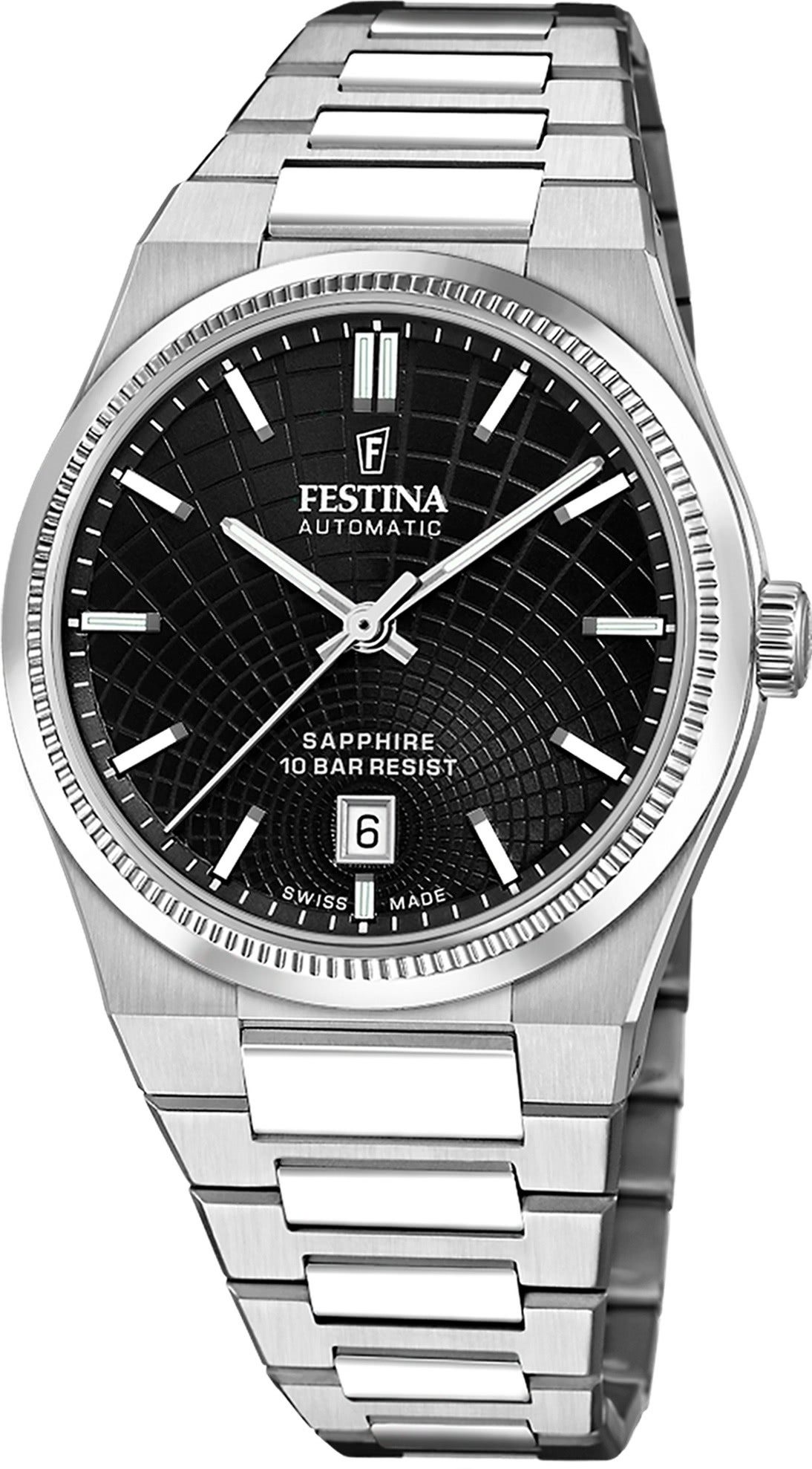 Festina Automatikuhr Festina Herrenuhr Swiss Made Armbanduhr, (Analoguhr), Herren Armbanduhr rund, Edelstahlarmband silber, Elegant