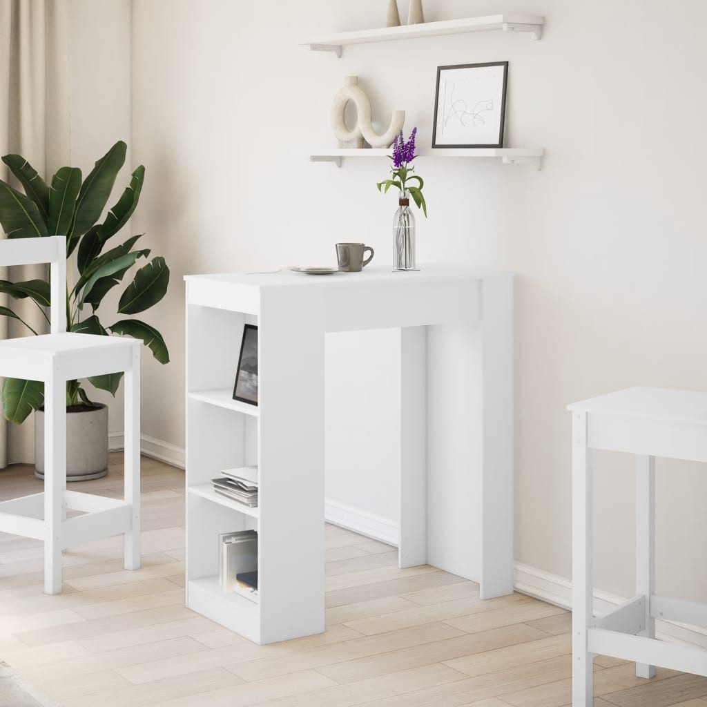 vidaXL Esstisch Bartisch mit Regal Weiß günstig online kaufen