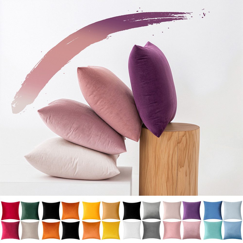 Sunicol Kissenbezug 2er Set SAMT Kissenhülle, 45x45 cm, mit Verstecktem Reißverschluss, Sofakissen Lendenkissen Wurfkissenbezug, für Sofa Schlafzimmer