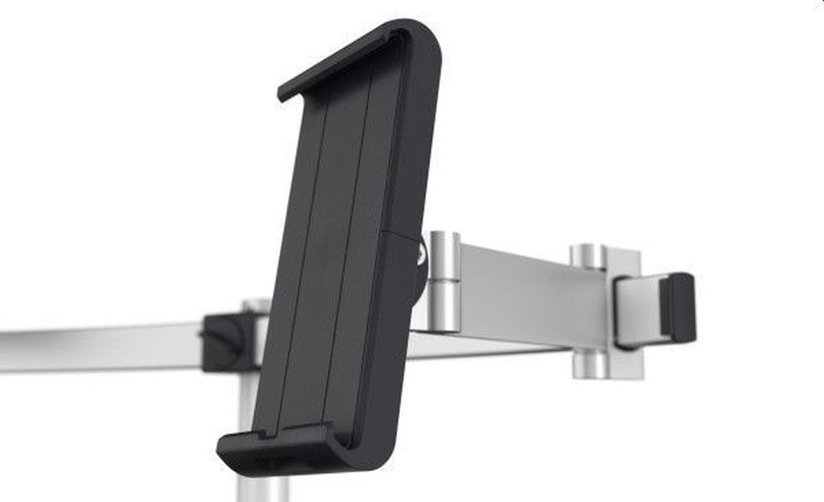 DURABLE Monitor-Halterung Monitorhalter mit Arm für 1 Monitor+1 Tablet silber Tischdurchführung