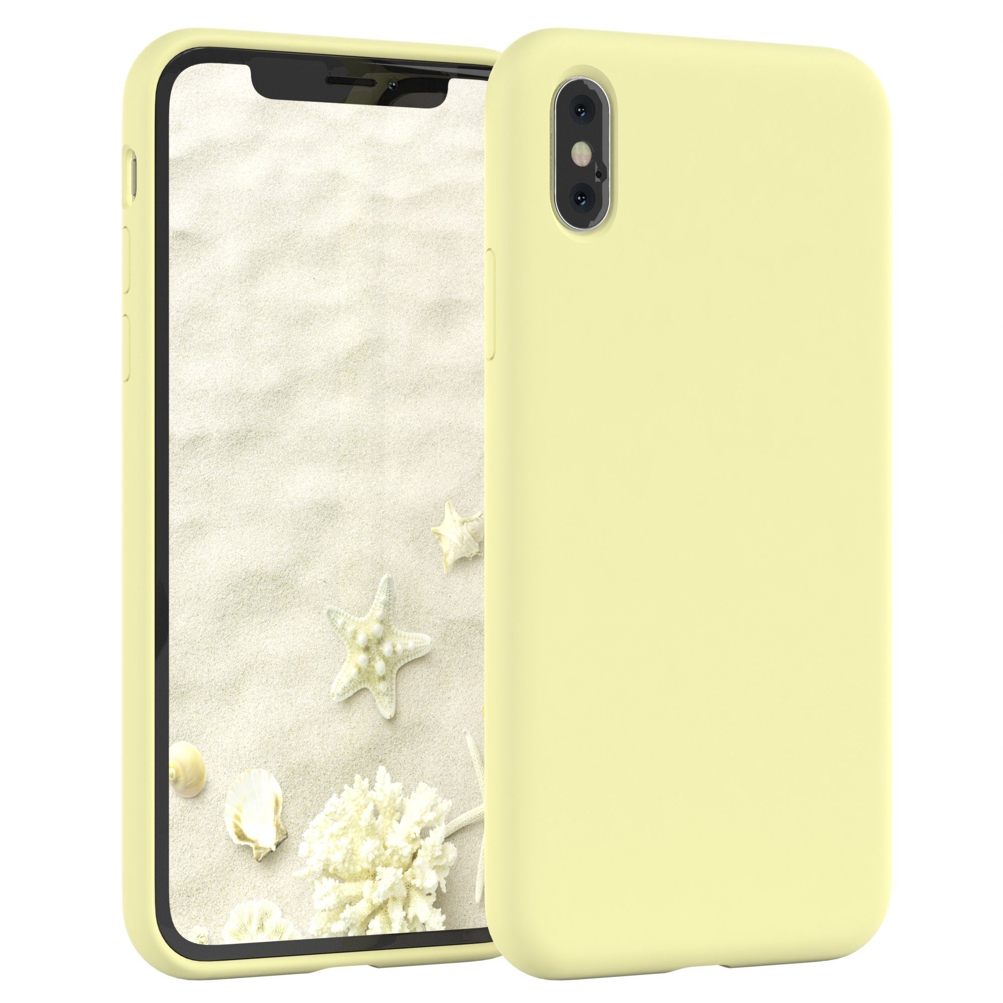 EAZY CASE Handyhülle Premium Silikon Case für Apple iPhone XS Max 6,5 Zoll, Slimcover Handy Softcase Silikon Schutzhülle mit Kameraschutz Gelb
