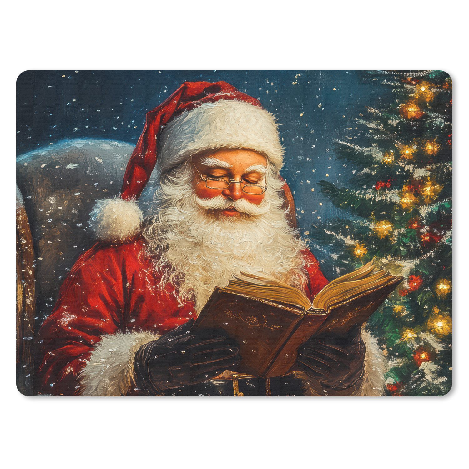 MuchoWow Mauspad Weihnachtsmann - Weihnachten - Winter - Weihnachtsbaum (1-St), Büro für Tastatur und Maus, Mousepad Gaming, 40x30 cm