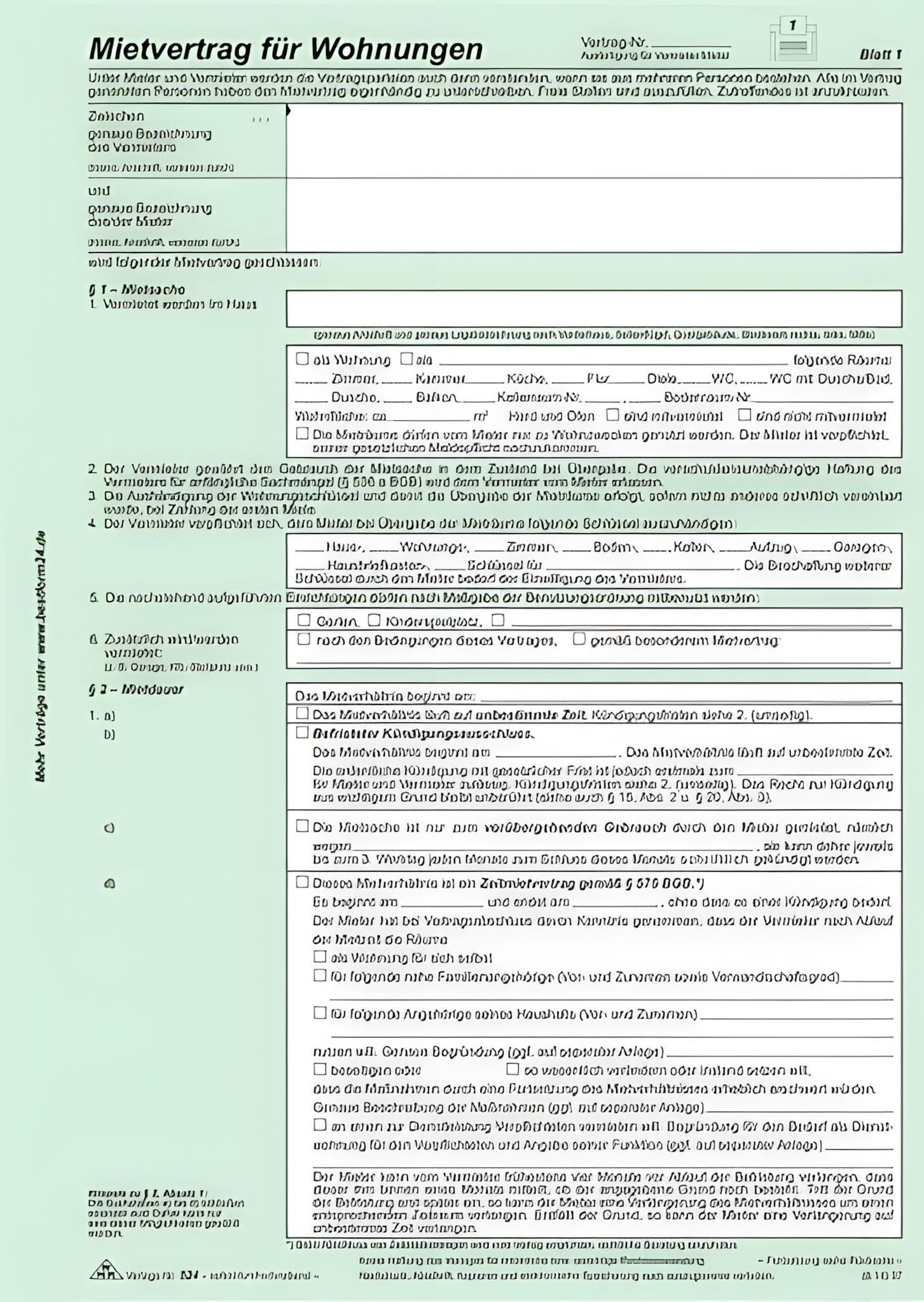 RNK Formularblock RNK Mietvertrag Universal A4 SD mit Übergabeprotokoll 4x2Bl