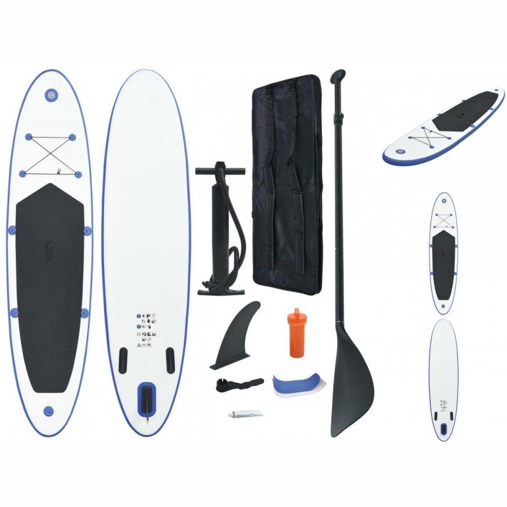 vidaXL Schlauchboot Stand Up-Paddelboard-Set Aufblasbar Blau und Weiß