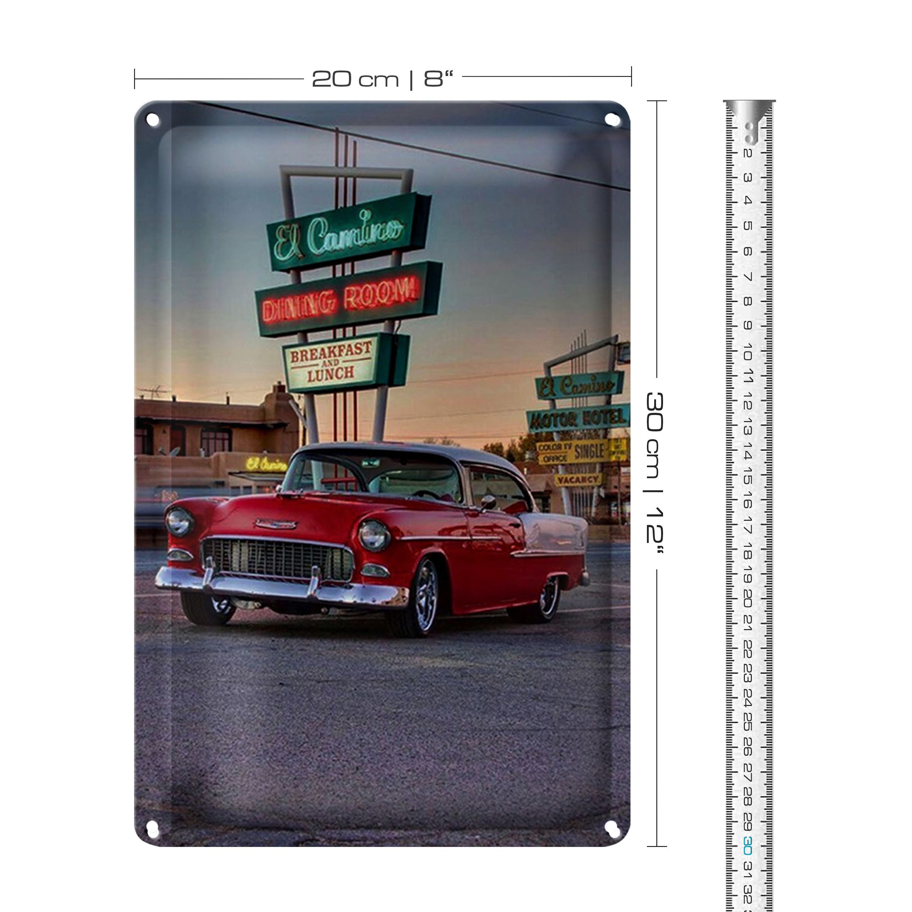Roomando Metallschild Blechschild Auto 20x30cm Oldtimer El Camino breakfast lunch
