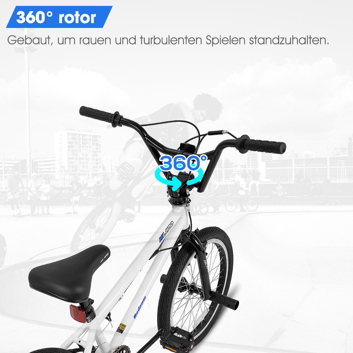 HILAND Kinderfahrrad Redeem 20 Zoll 3 Multiple Speichen BMX für Jungen ab 7-10 Jahre, 1 Gang, Reflektorplatte, Single Speed, 4 Pegs – Bild 4 von 5