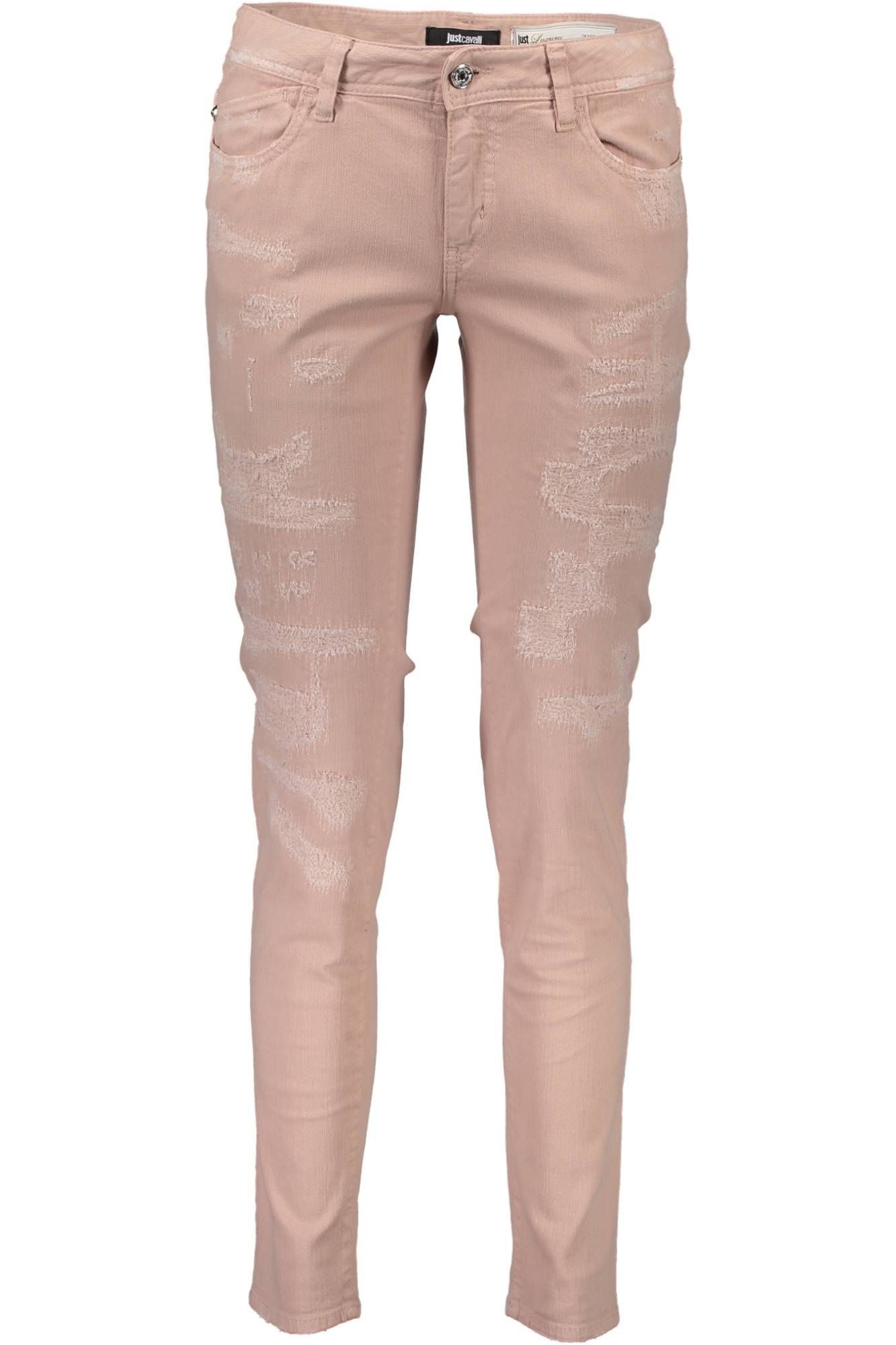 Just Cavalli 5-Pocket-Hose Stilvolle Damenhose in Rosa mit Used-Effekt und 5 Taschen