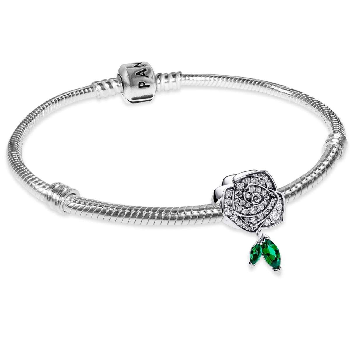 Pandora Silberarmband 68317, für Damen Silber Funkelnde Blühende Rose Starter-Set