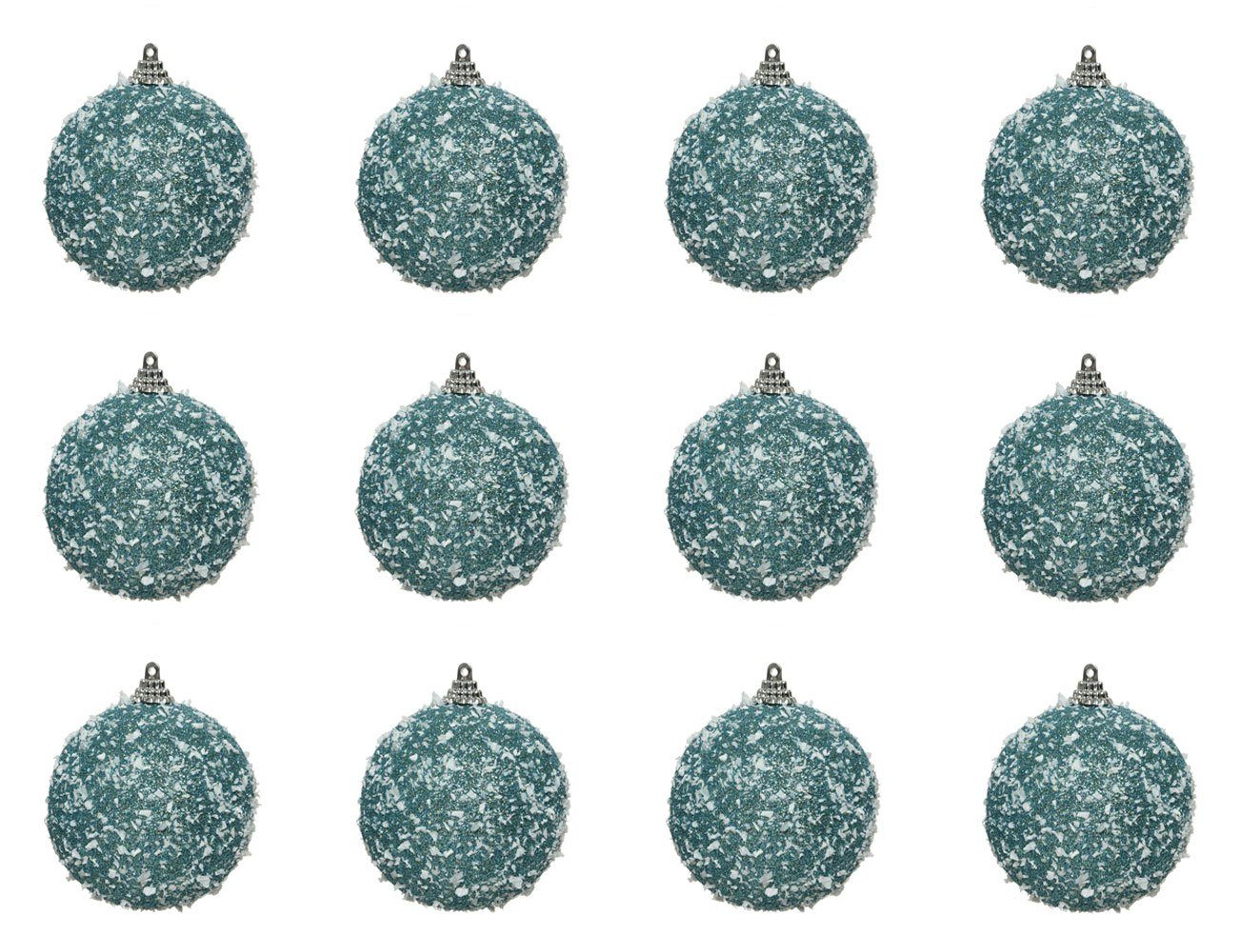 Decoris season decorations Christbaumschmuck, Weihnachtskugeln Kunststoff mit Glitzer 8cm dämmerungsblau, 12er Set