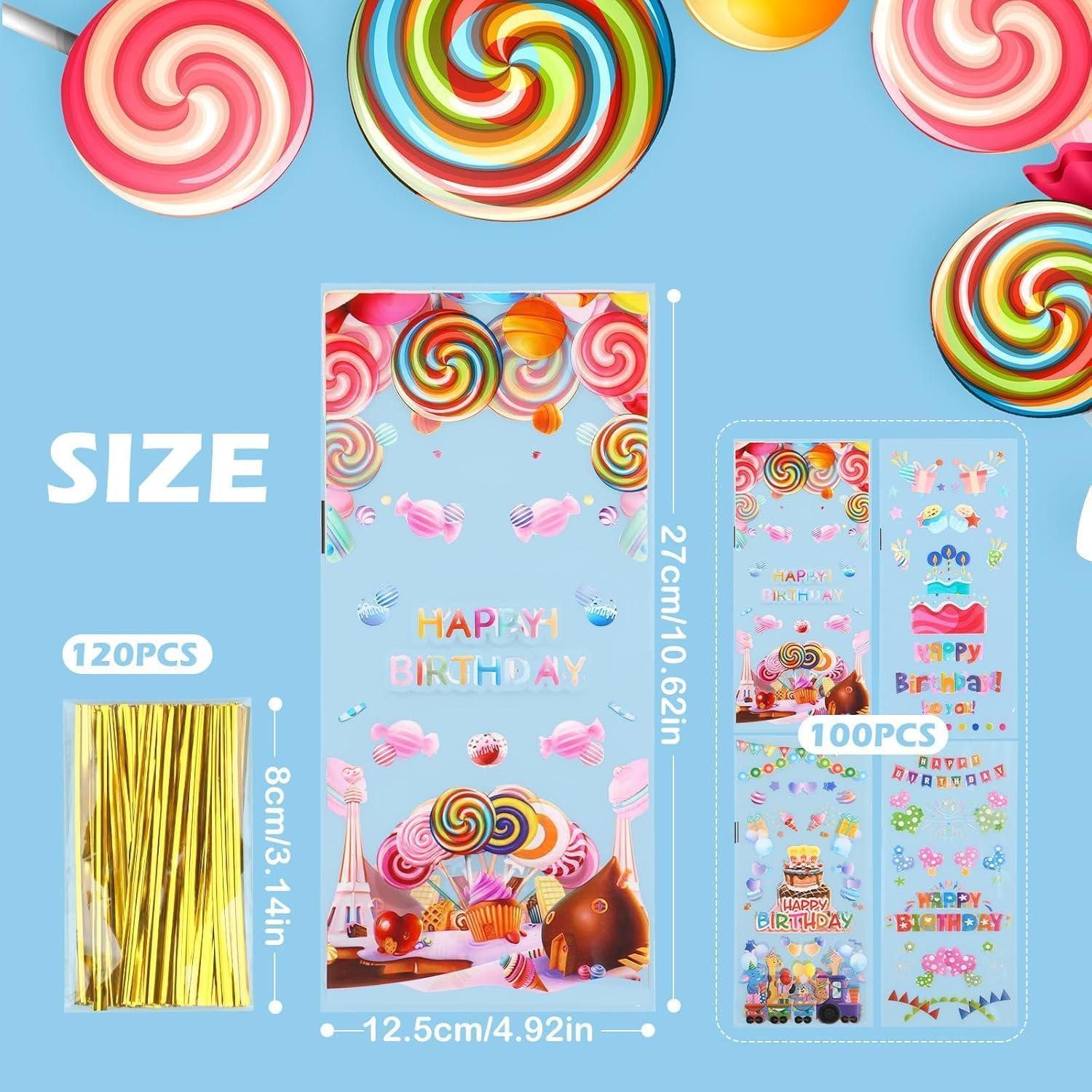 LuxusKollektion Geschenkfolie Zellophantüten 100 Transparent 27x12,5cm Twistkrawatten HappyBirthday