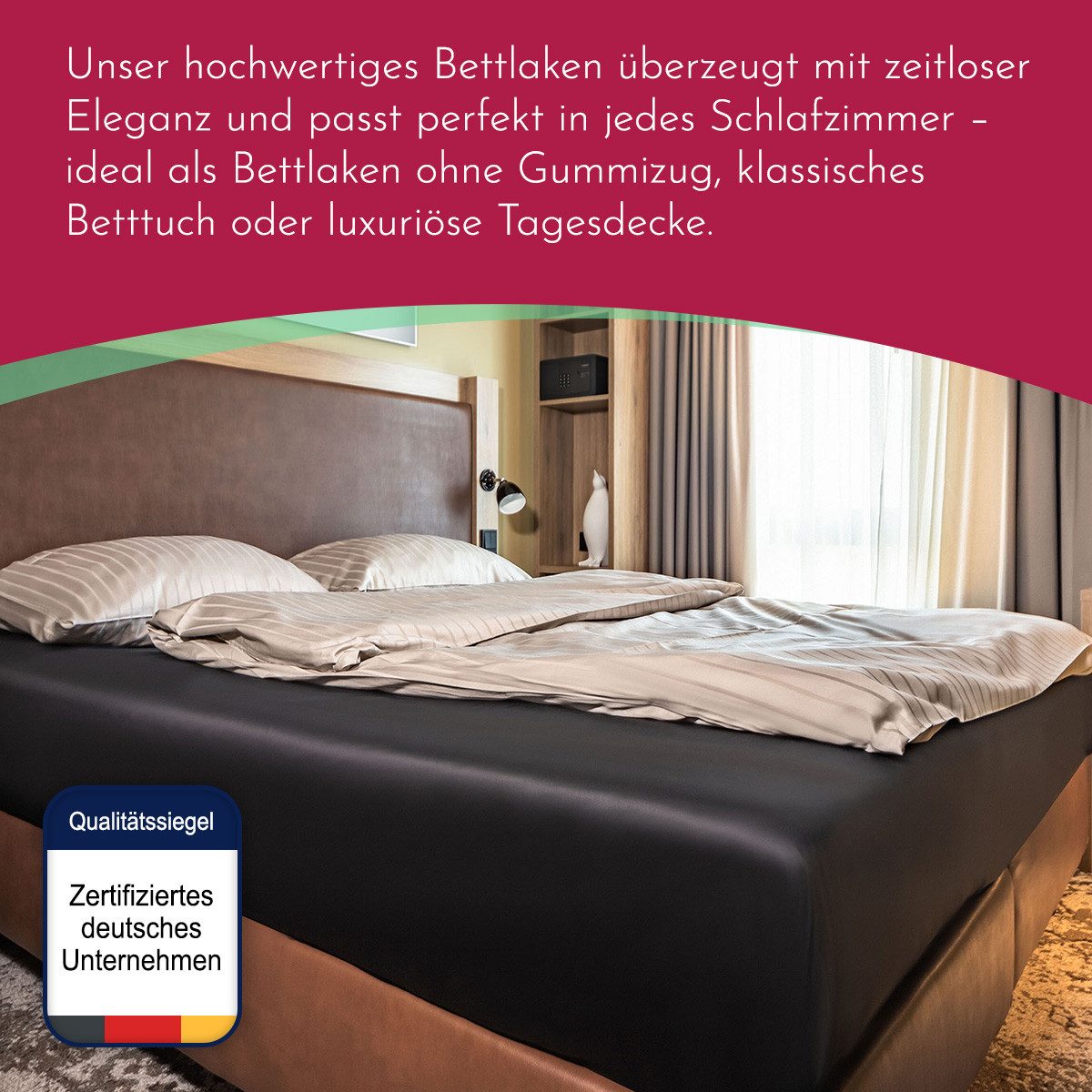 Clinotest Bettlaken Satin, glattes Laken ohne Gummizug in 240x290 cm, Baumwolle, Gummizug: Ohne Gummizug